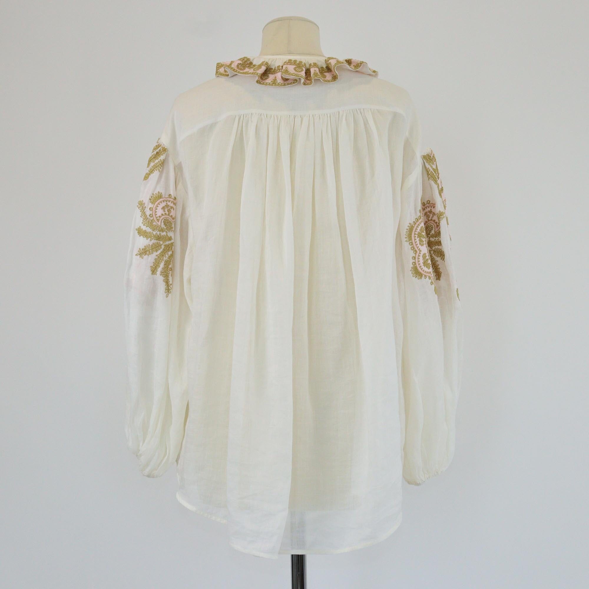 Zimmermann Off White Waverly Embroidered Logn Sleeve Blouse Womens Zimmermann
