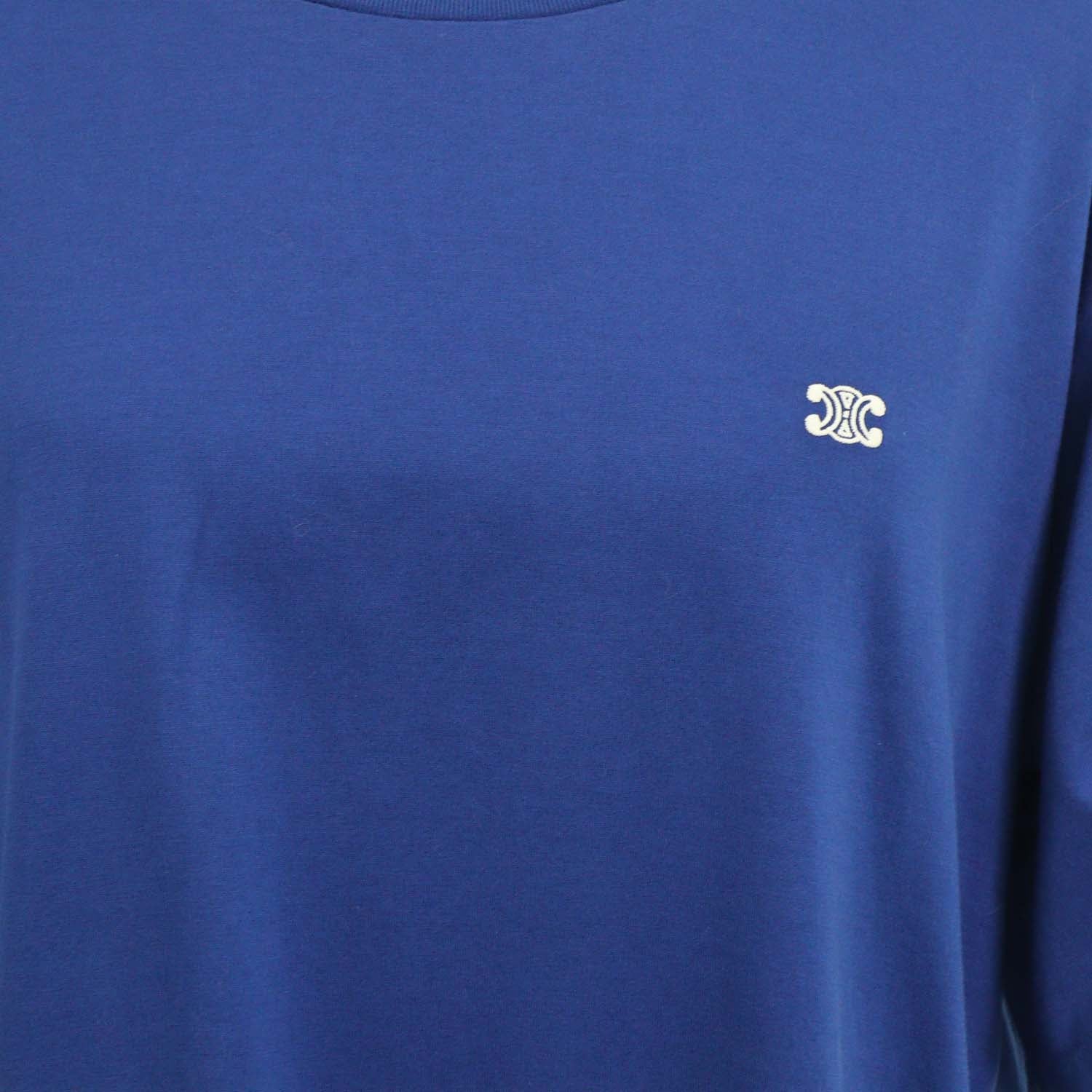 Celine Blue Cotton Triomphe Loose T-Shirt
