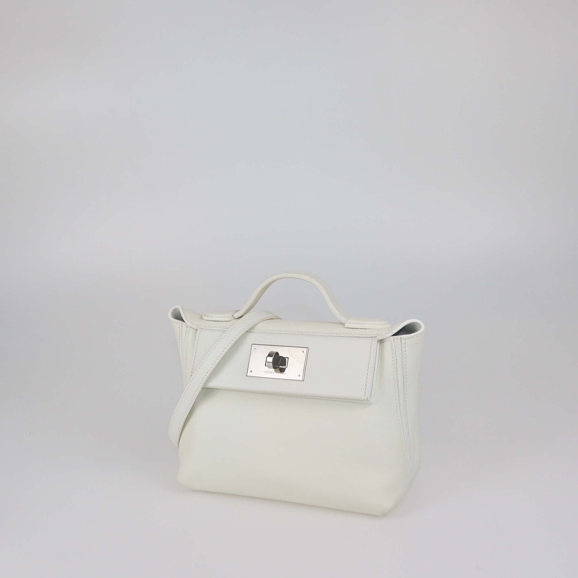 Hermes Blanc Evercolor and Swift Leather Mini 24/24 Bag