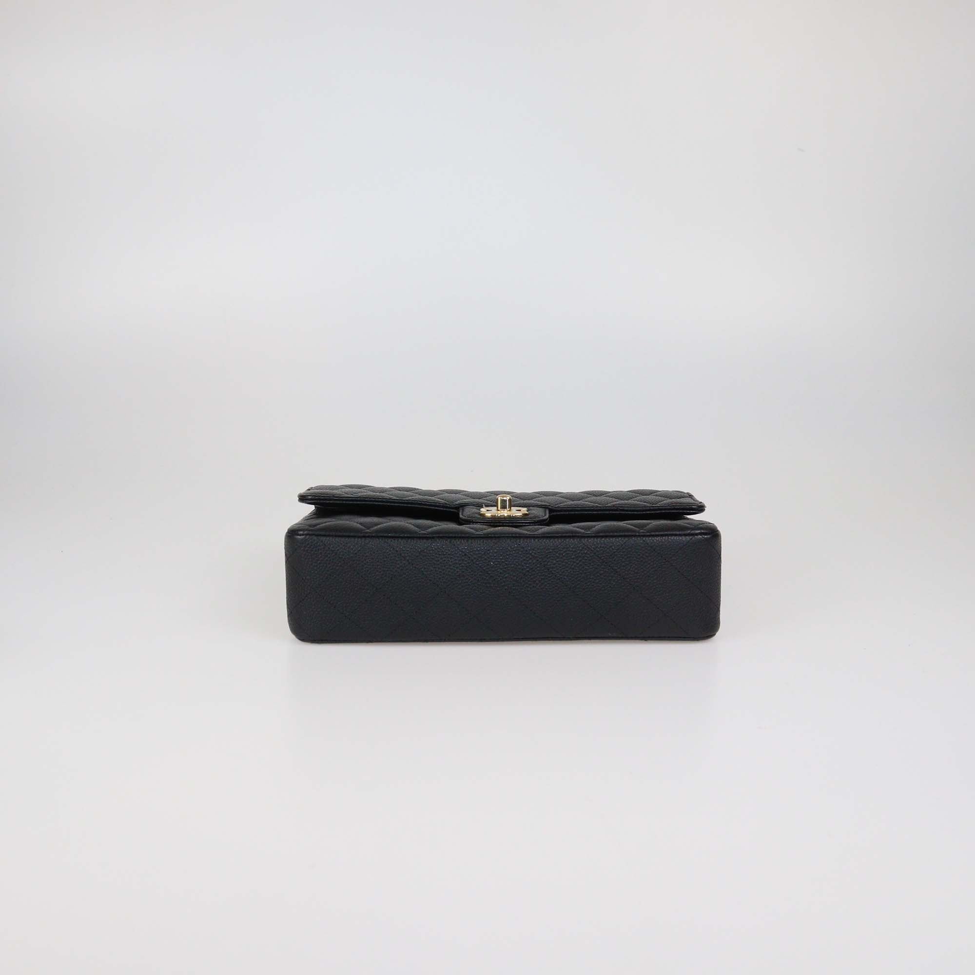 Chanel Black Quilted Caviar Leather Medium Classic Double Flap Bag