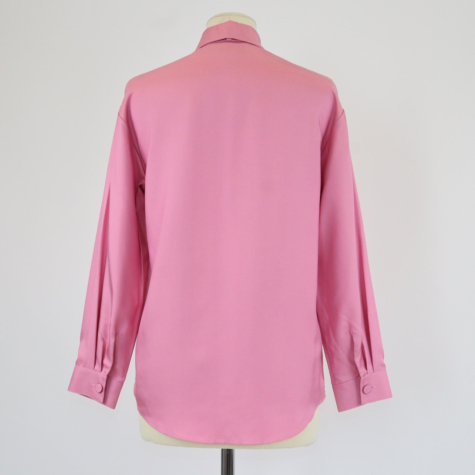 Gucci Pink Button up Tie Long Sleeve Shirt Womens Gucci