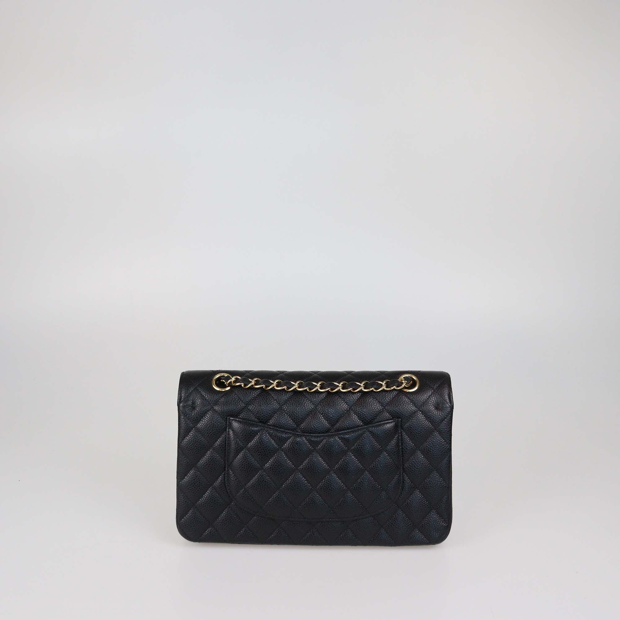 Chanel Black Quilted Caviar Leather Medium Classic Double Flap Bag