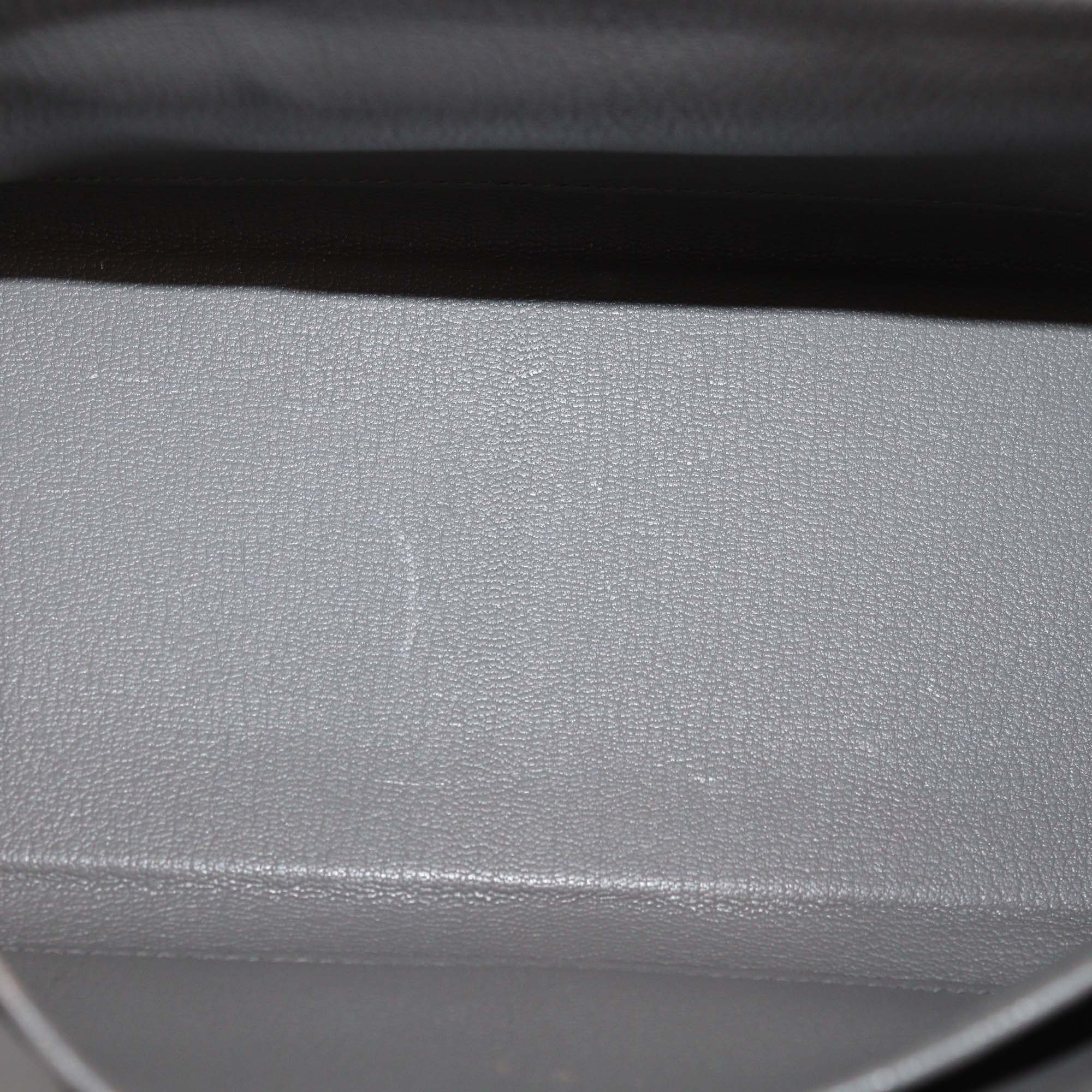 Hermes Gris Meyer Togo Leather Palladium Hardware Kelly Retourne 25 Bag