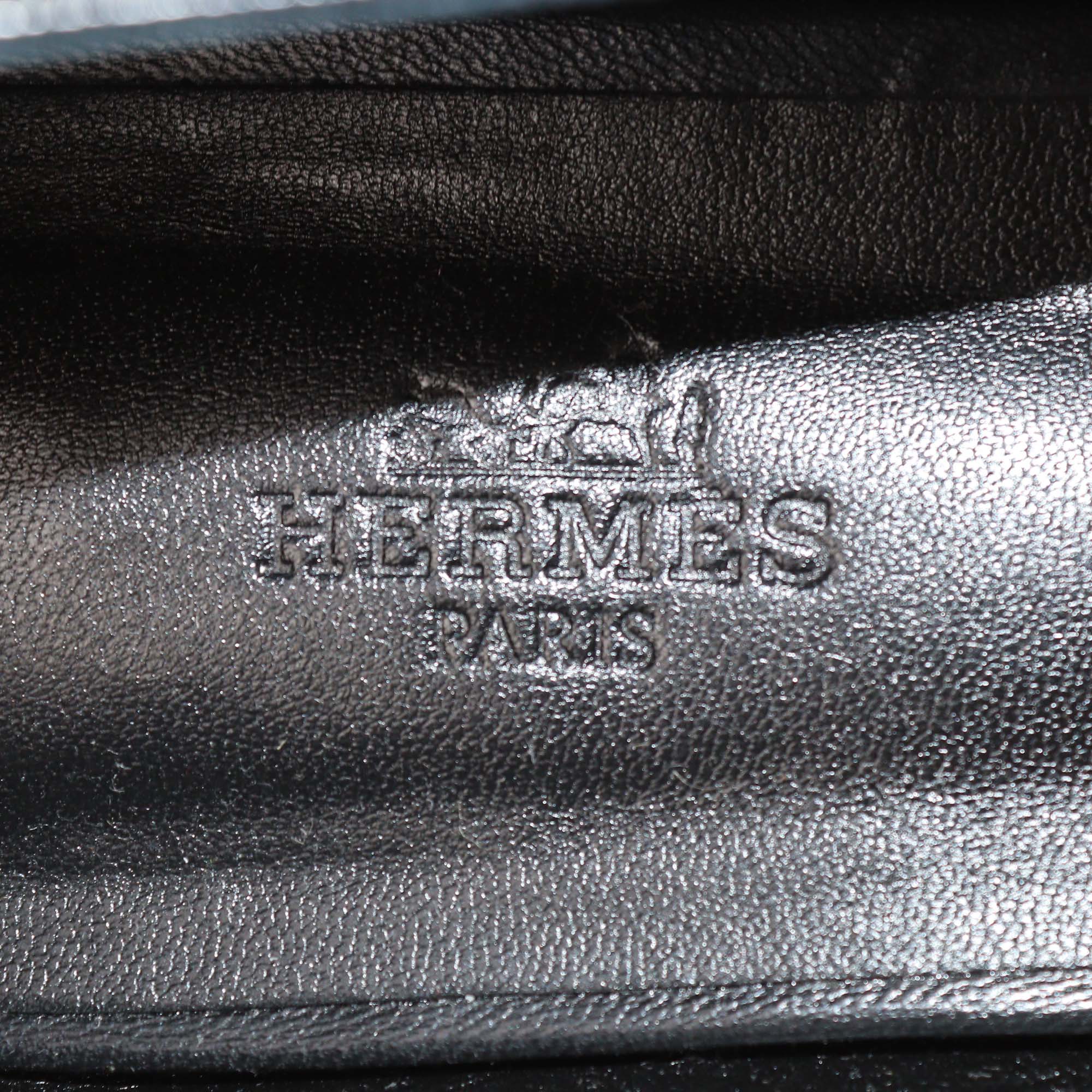 Hermes Black Leather Jane Ballet Flats