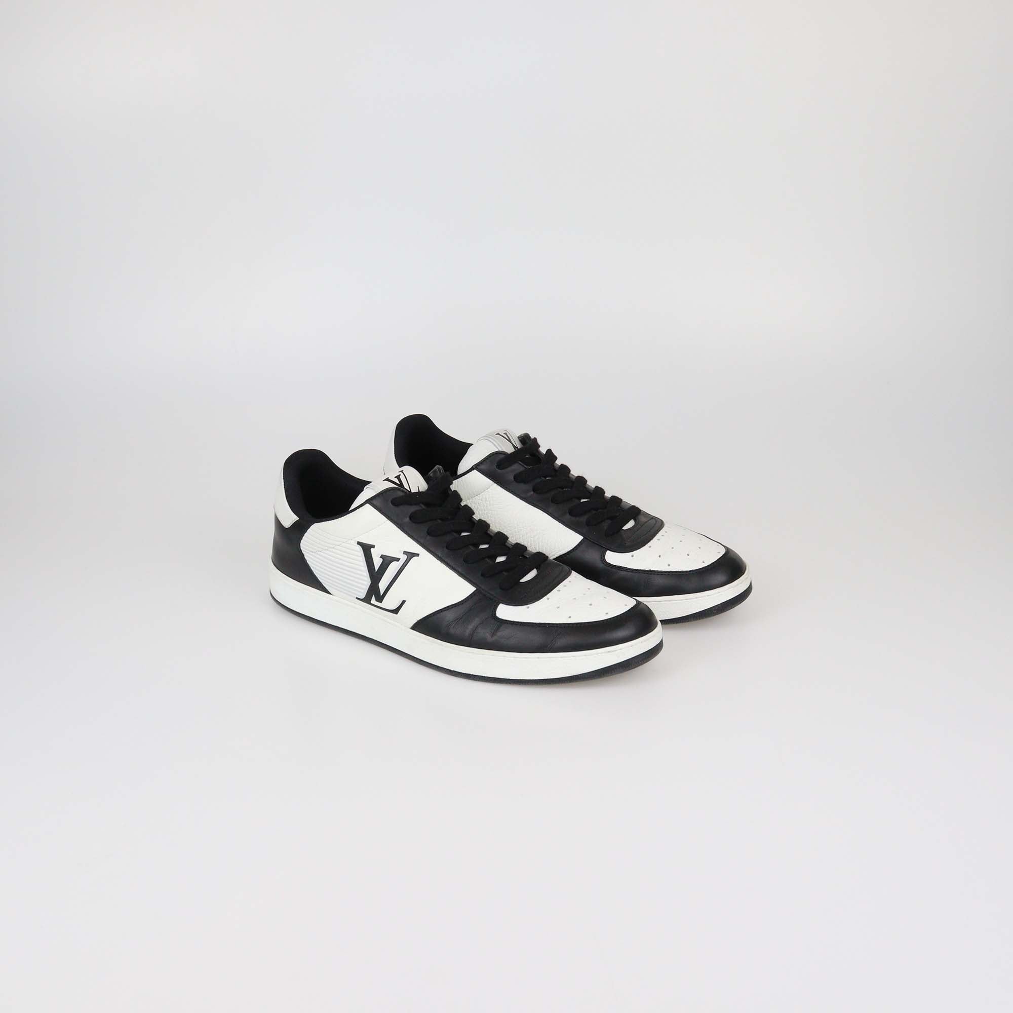 Louis Vuitton White/Black Leather Rivoli Low Top Sneakers
