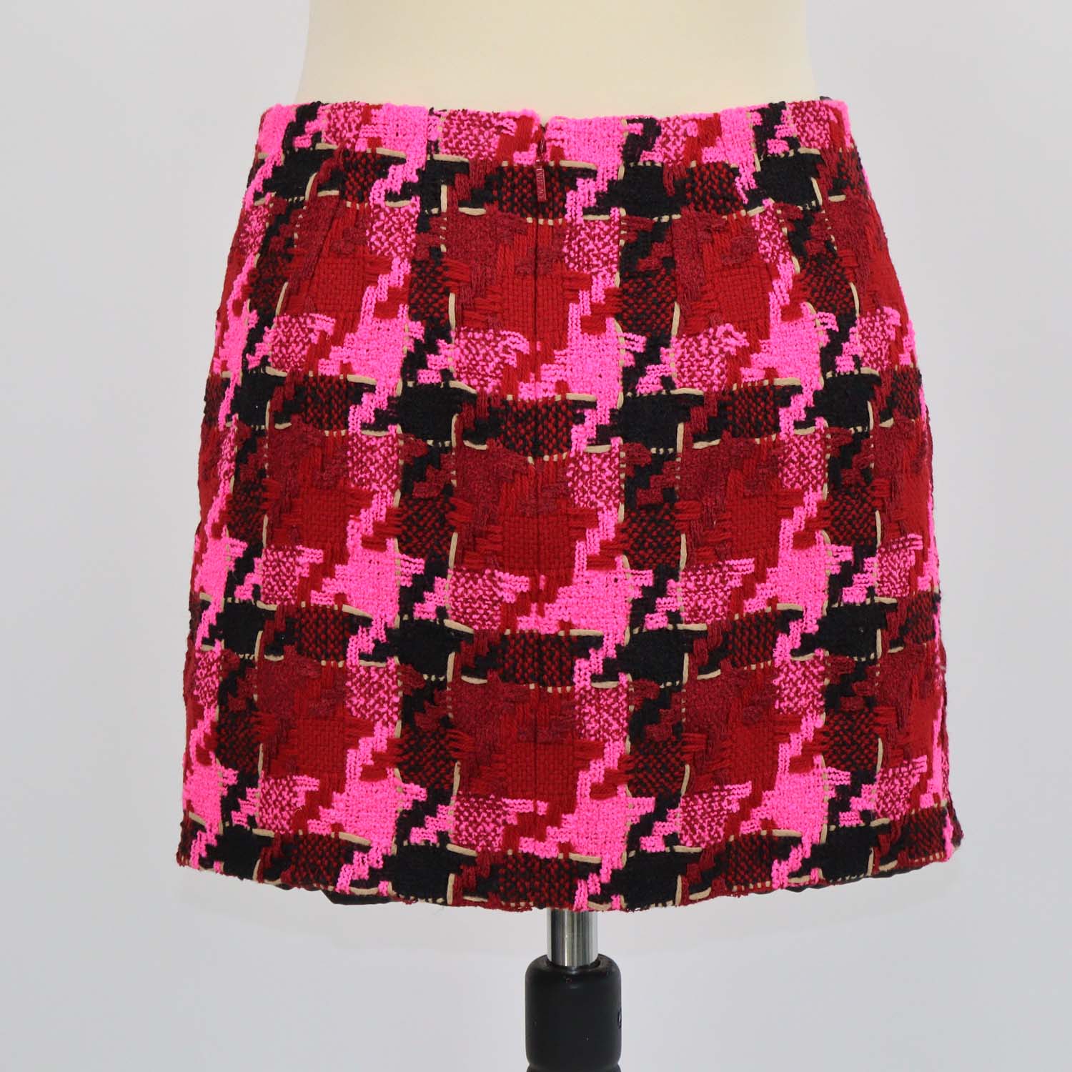 Versace Multicolor Blend Wool Rib Knit Patterned Mini Skirt