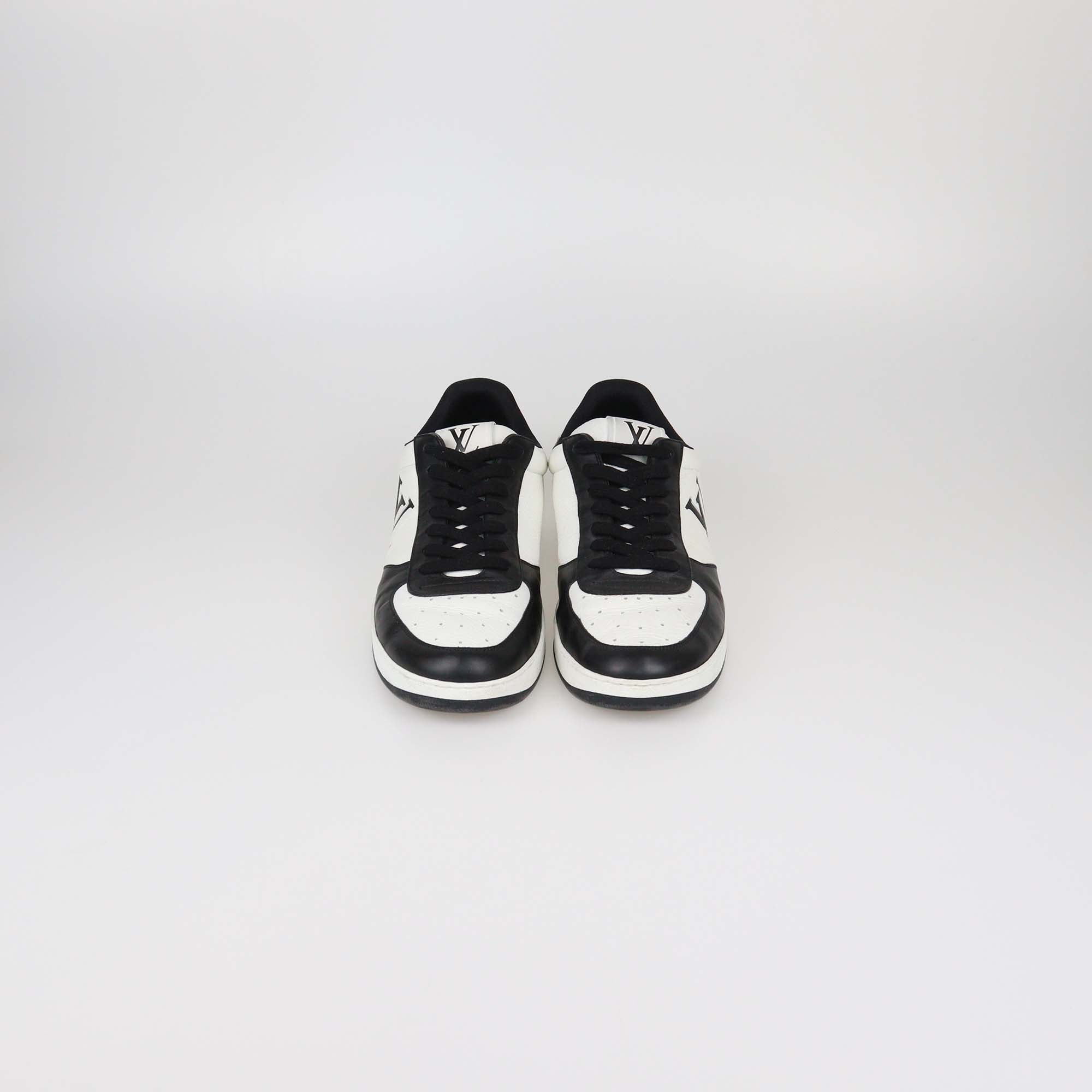 Louis Vuitton White/Black Leather Rivoli Low Top Sneakers