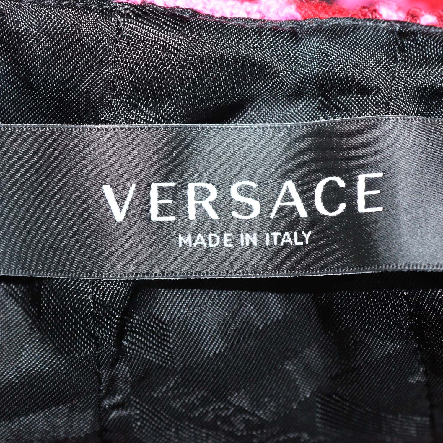 Versace Multicolor Blend Wool Rib Knit Patterned Mini Skirt