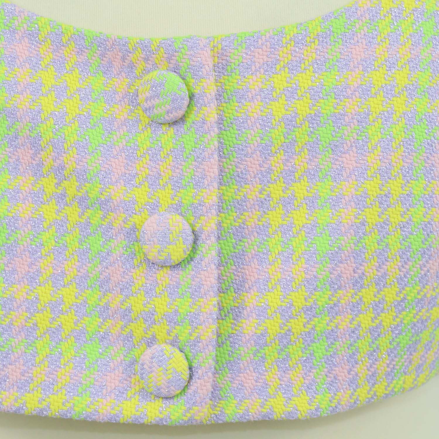 Versace Multicolor Tweed Houndstooth Crop Top and Tweed Chain Mini Skirt Set