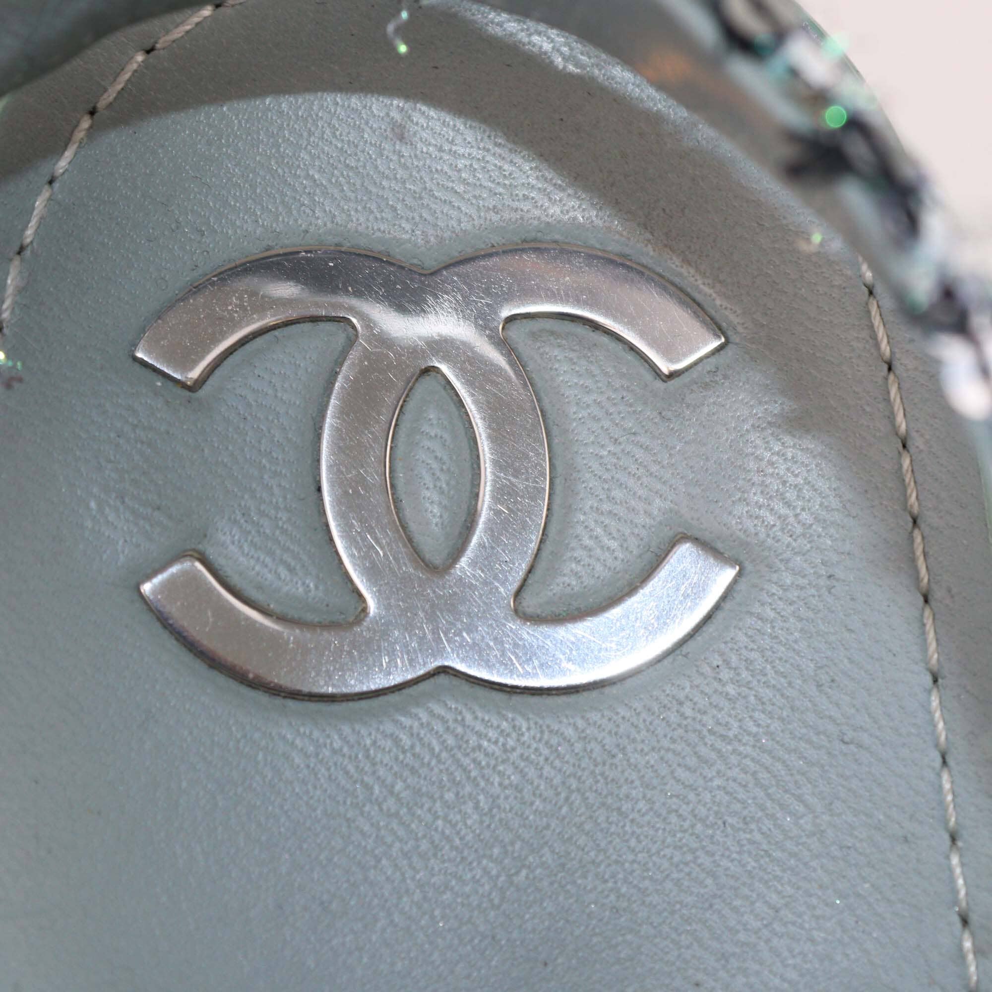 Chanel Green Tweed and Sequins Sandals Womens Chanel