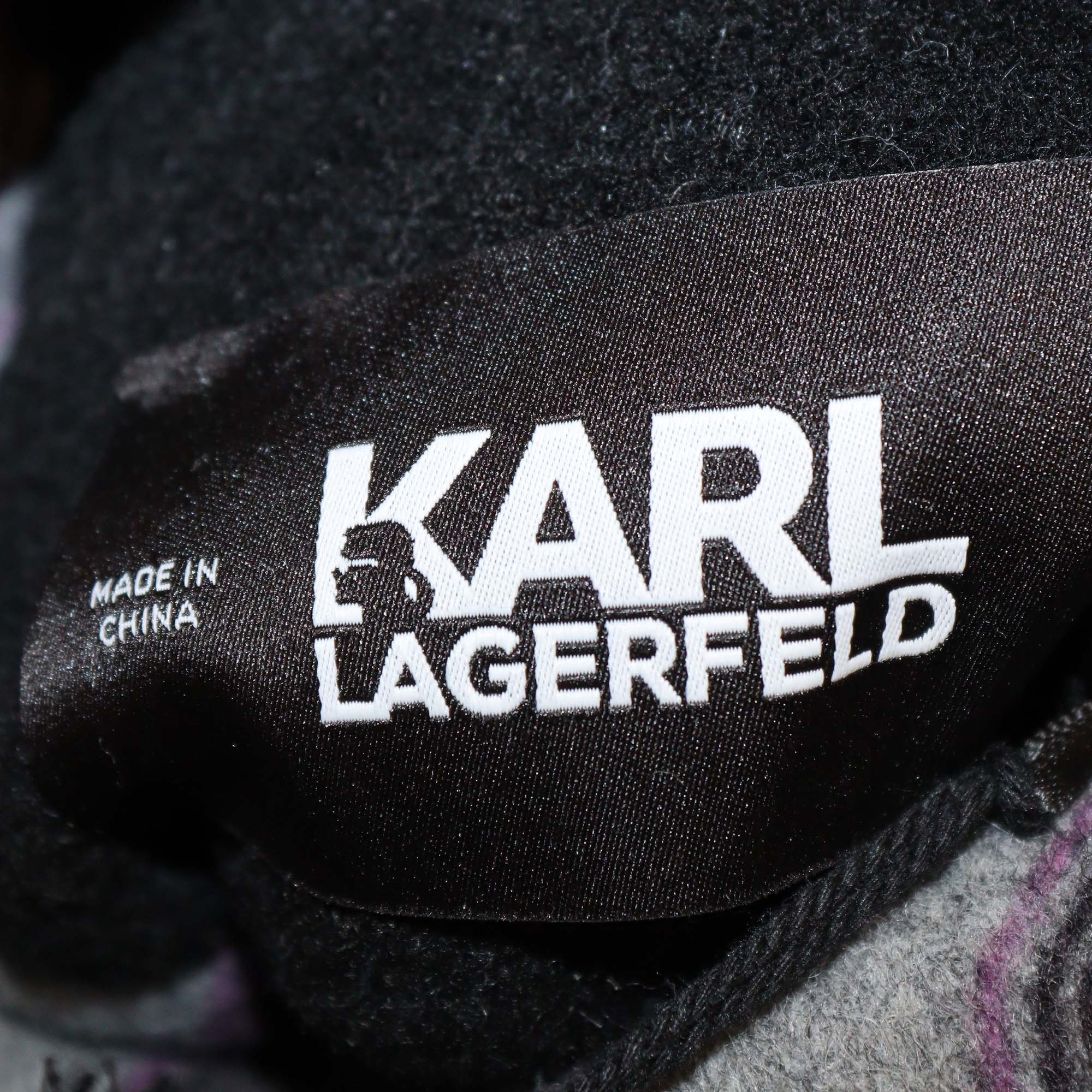 Karl Lagerfeld Grey Monogram Wool Soft Long Coat