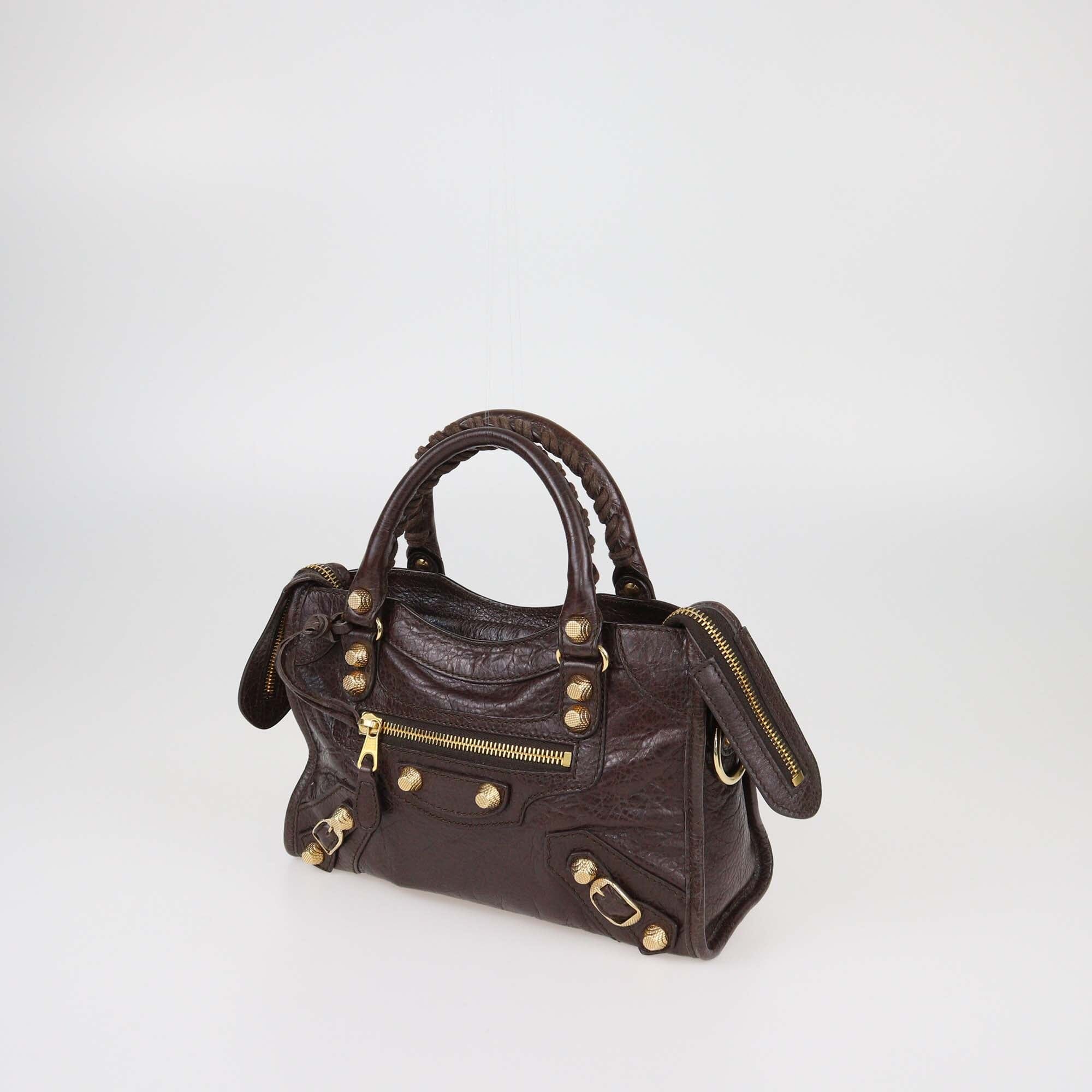 Balenciaga Cacao Mini RGH Leather Classic City Bag Womens Balenciaga