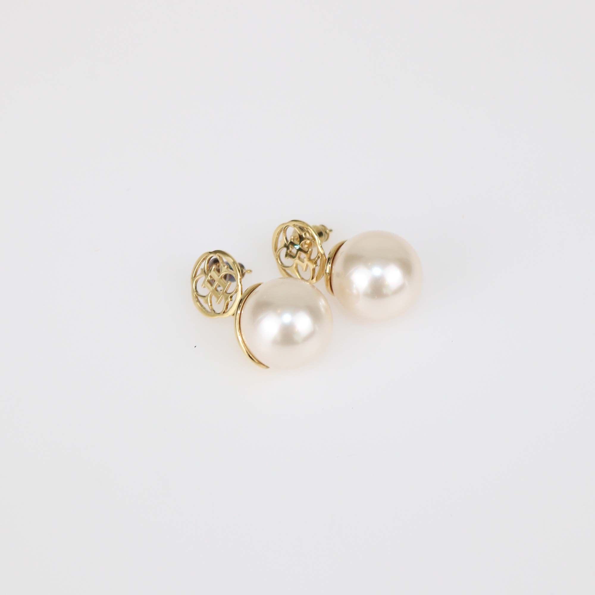 CH Carolina Herrera Faux Pearl Gold Tone Drop Earrings