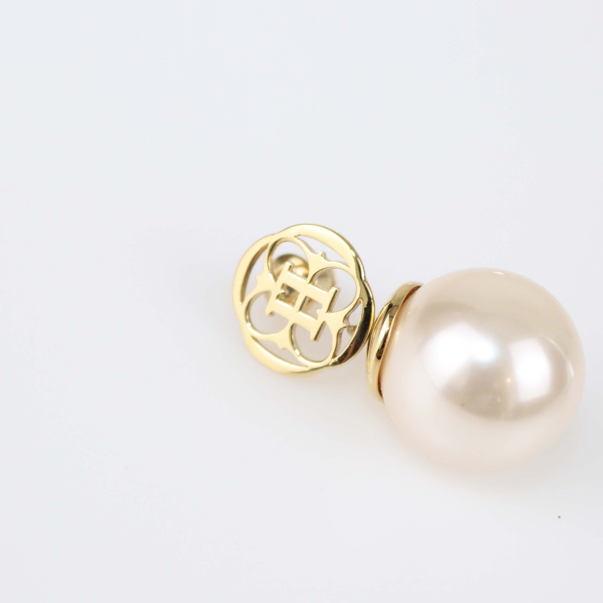 CH Carolina Herrera Faux Pearl Gold Tone Drop Earrings