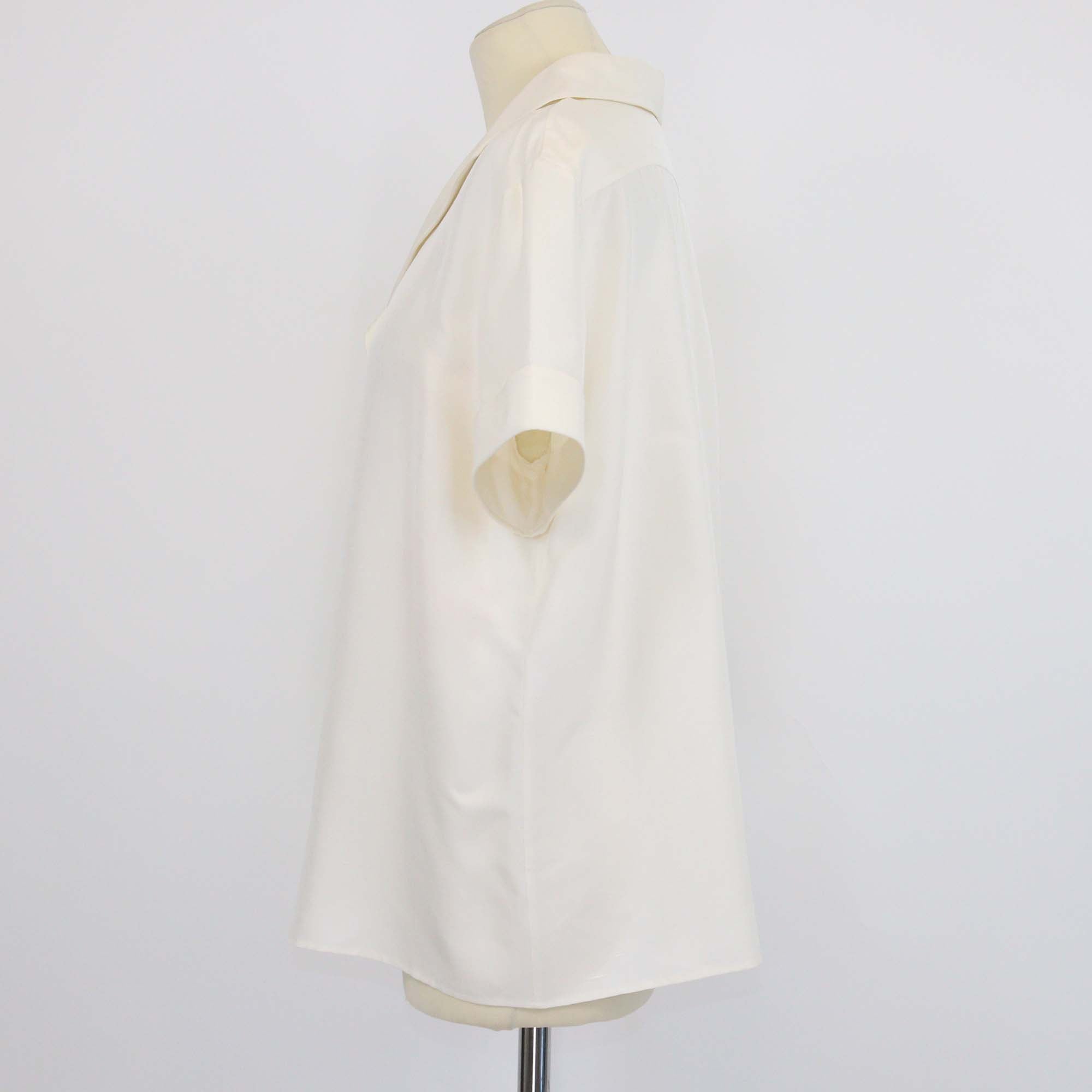 Chanel Ivory Silk Short Sleeve Shirt