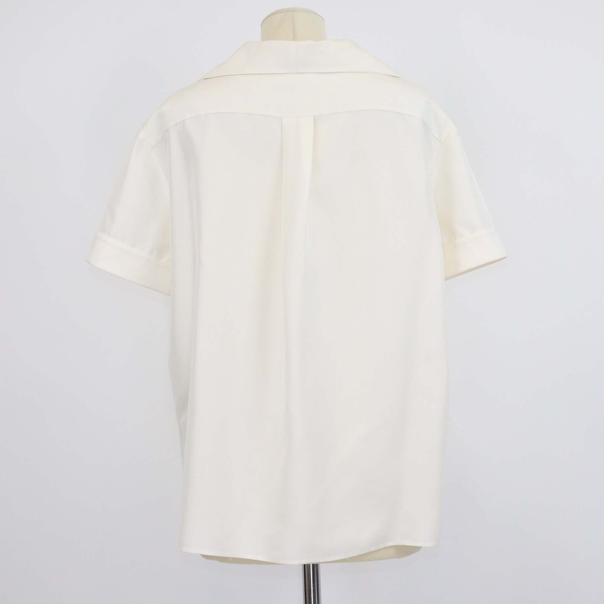 Chanel Ivory Silk Short Sleeve Shirt