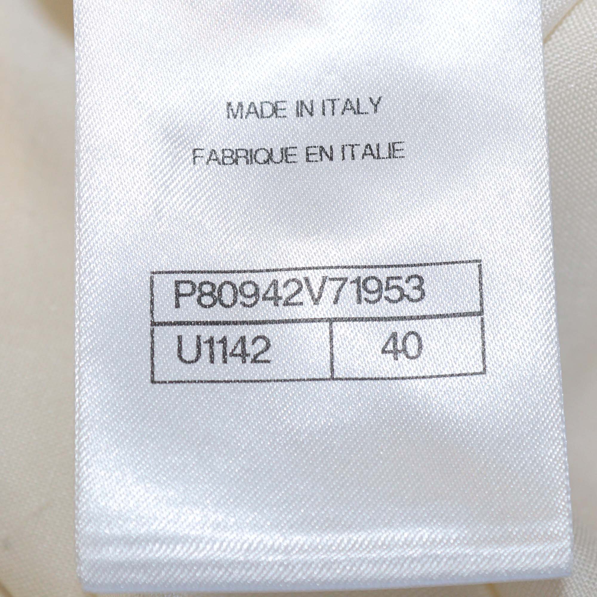 Chanel Ivory Silk Short Sleeve Shirt