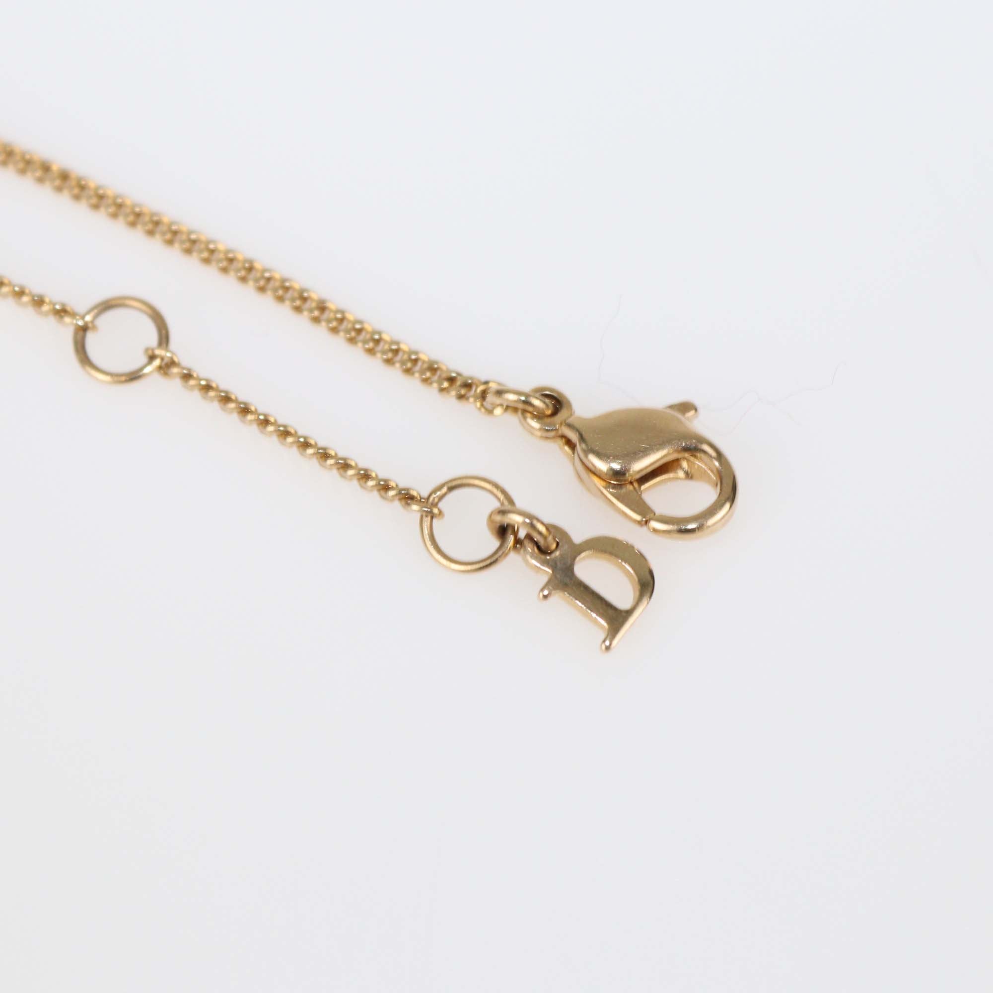 Christian Dior Gold Tone D Rhinestone Charm Bracelet