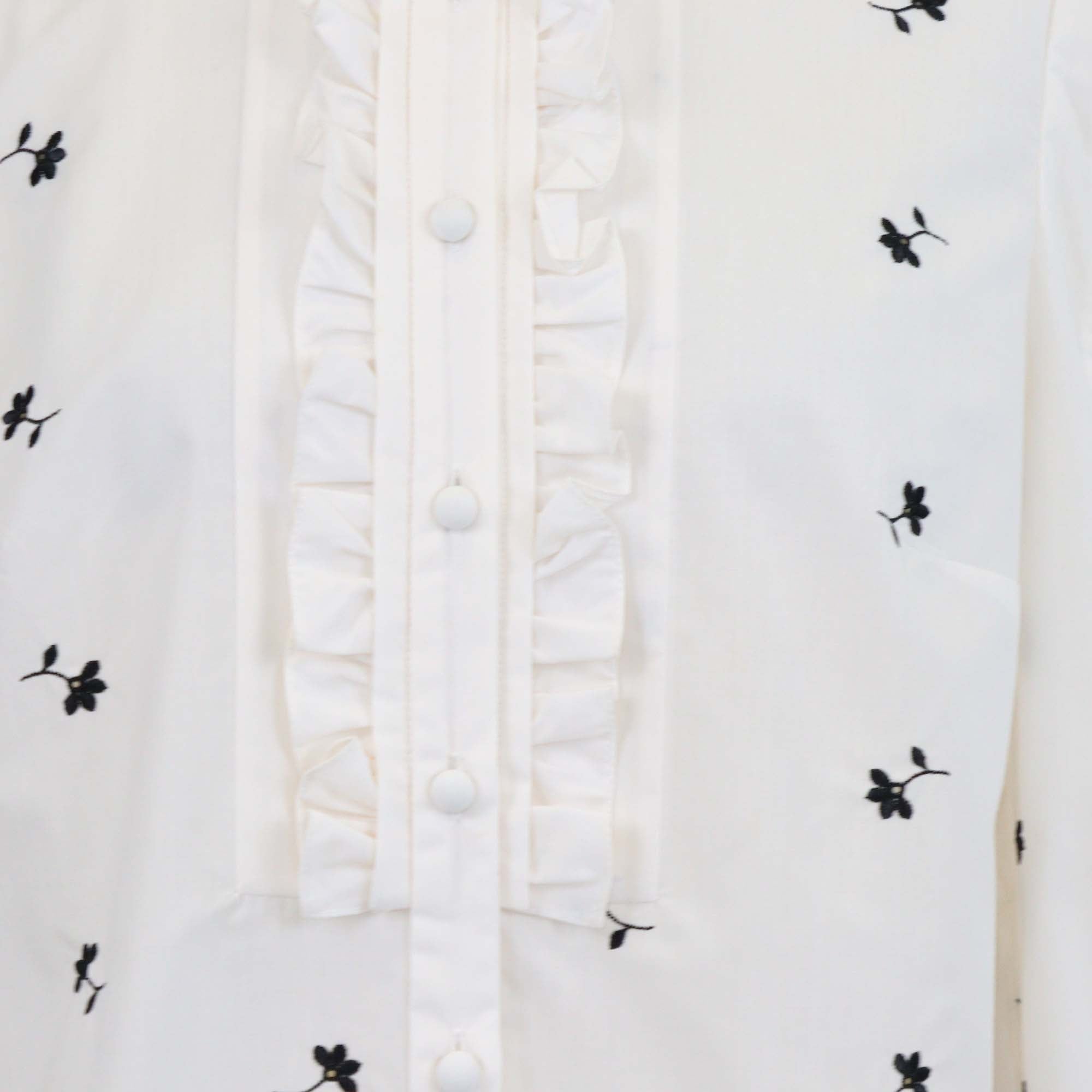 Erdem White/Black Jersey Constance Embroidered Poplin Top