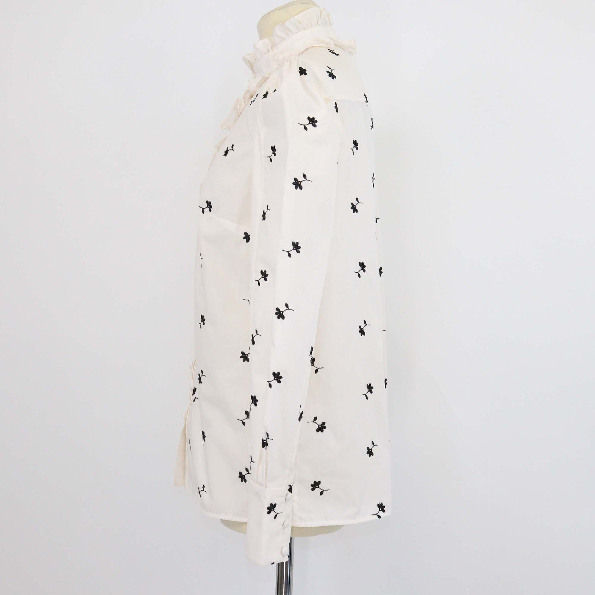 Erdem White/Black Jersey Constance Embroidered Poplin Top