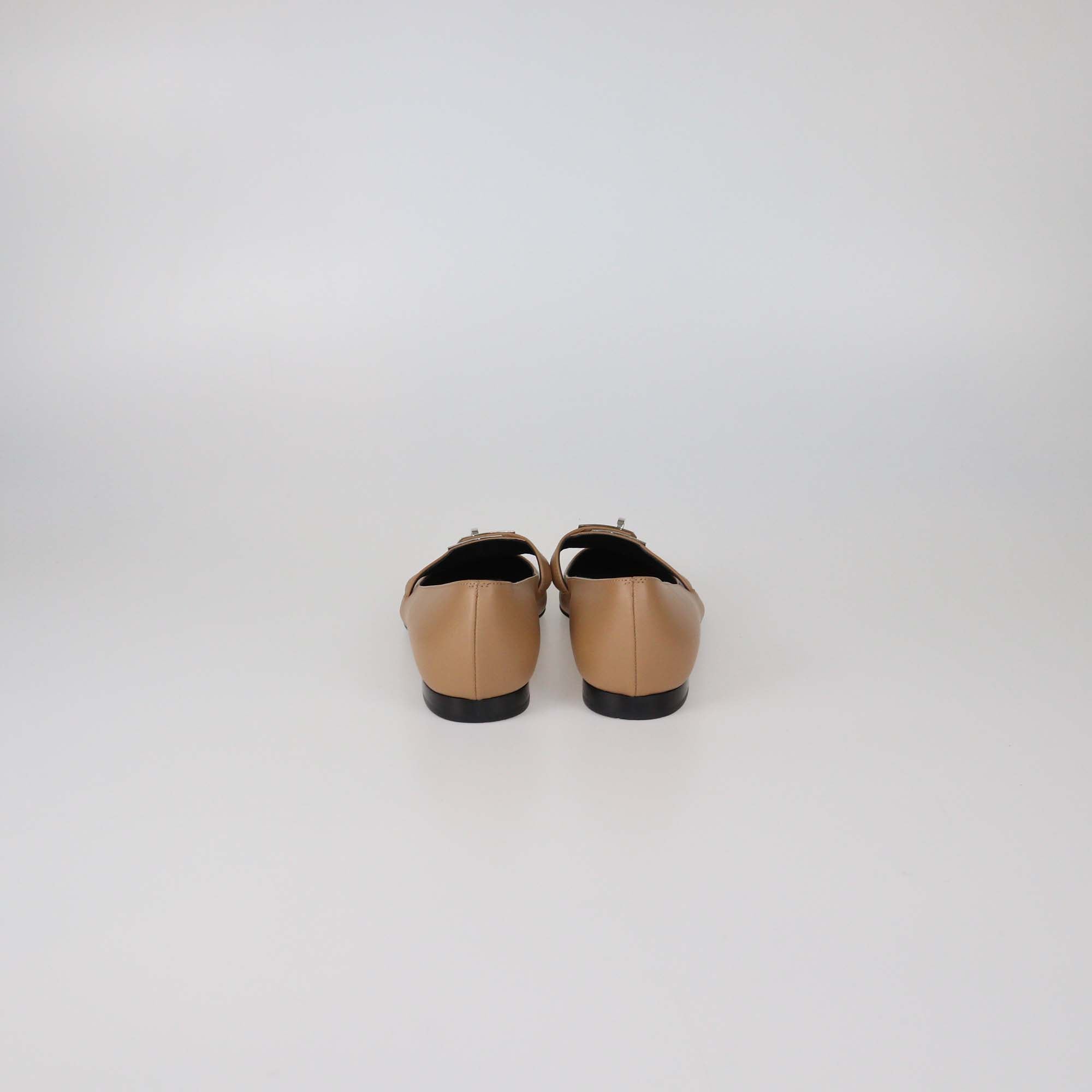 Hermes Brown Leather Pegase Kelly Ballet Flats