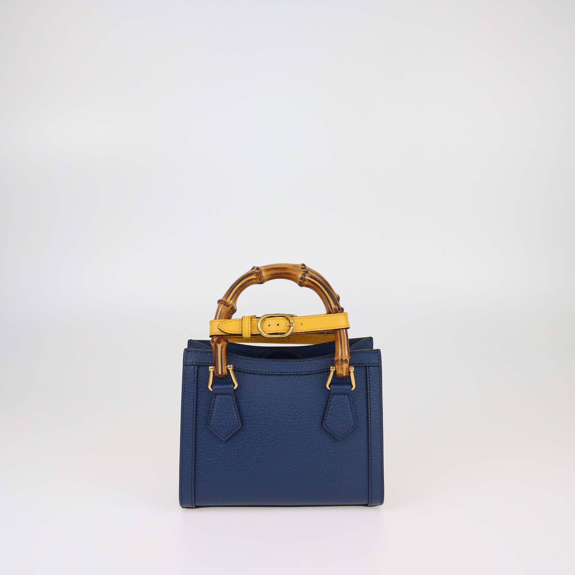 Gucci Navy Blue Small Leather Diana Tote Womens Gucci