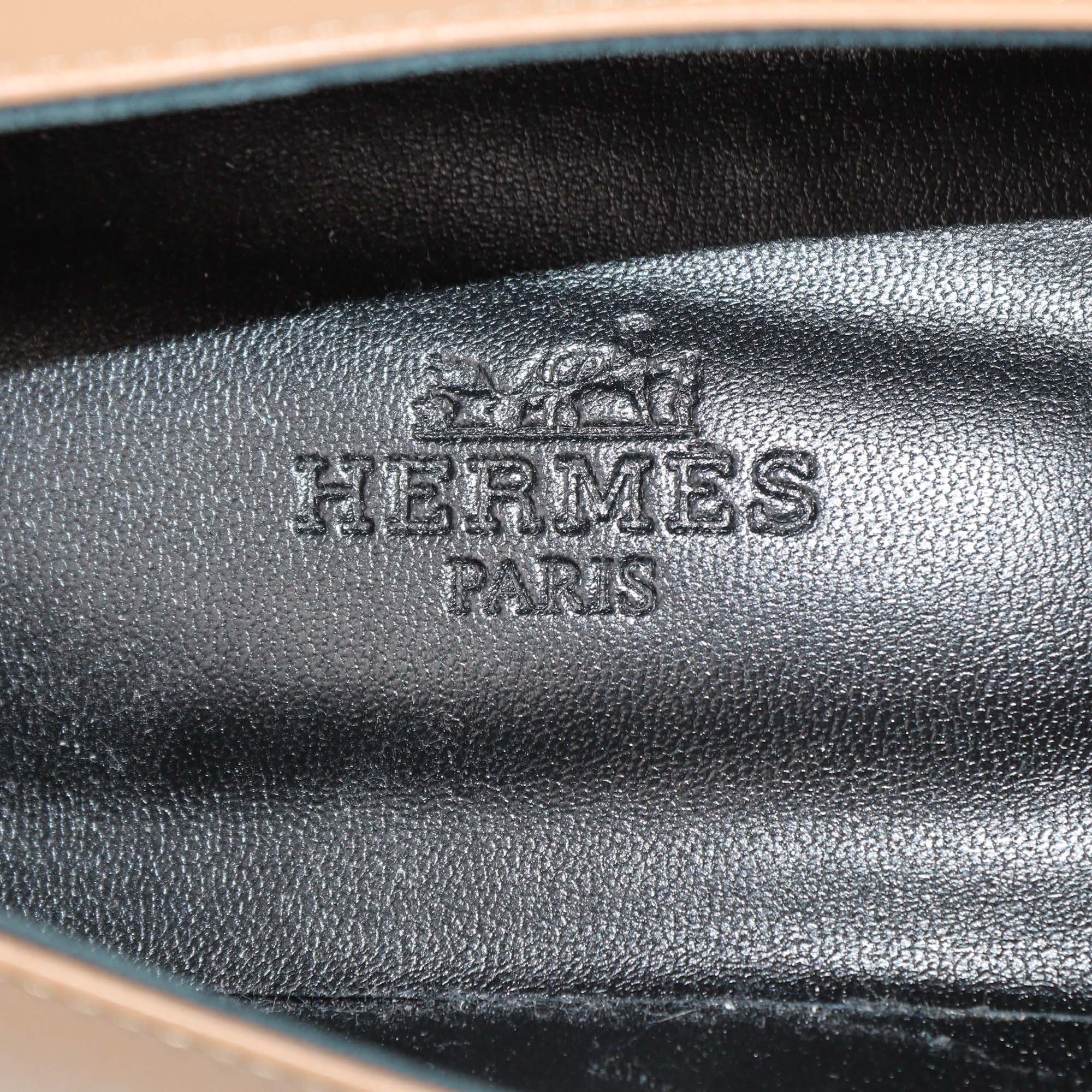 Hermes Brown Leather Pegase Kelly Ballet Flats