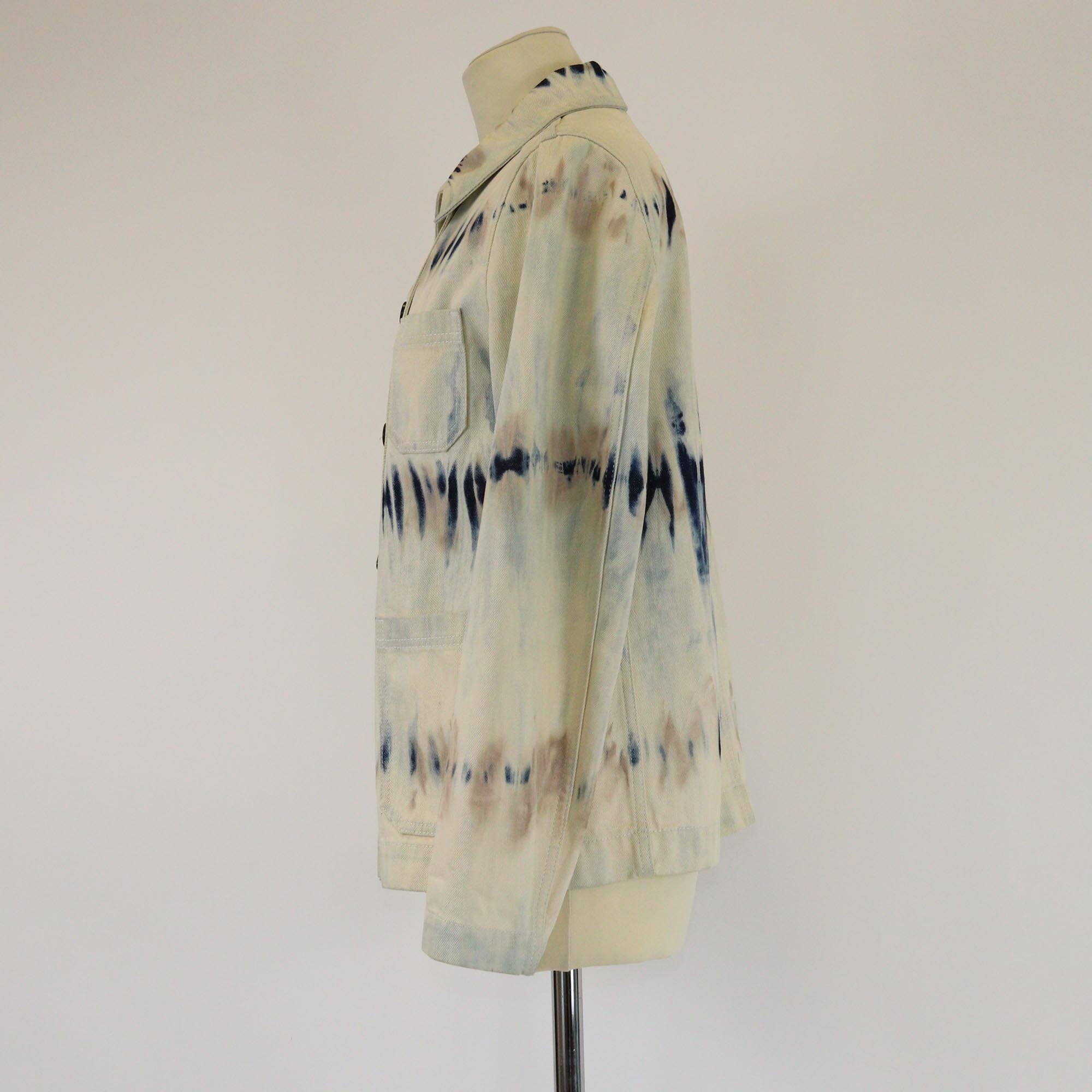 Christian Dior Cream/Blue Tie-Dye Jacket Womens Christian Dior