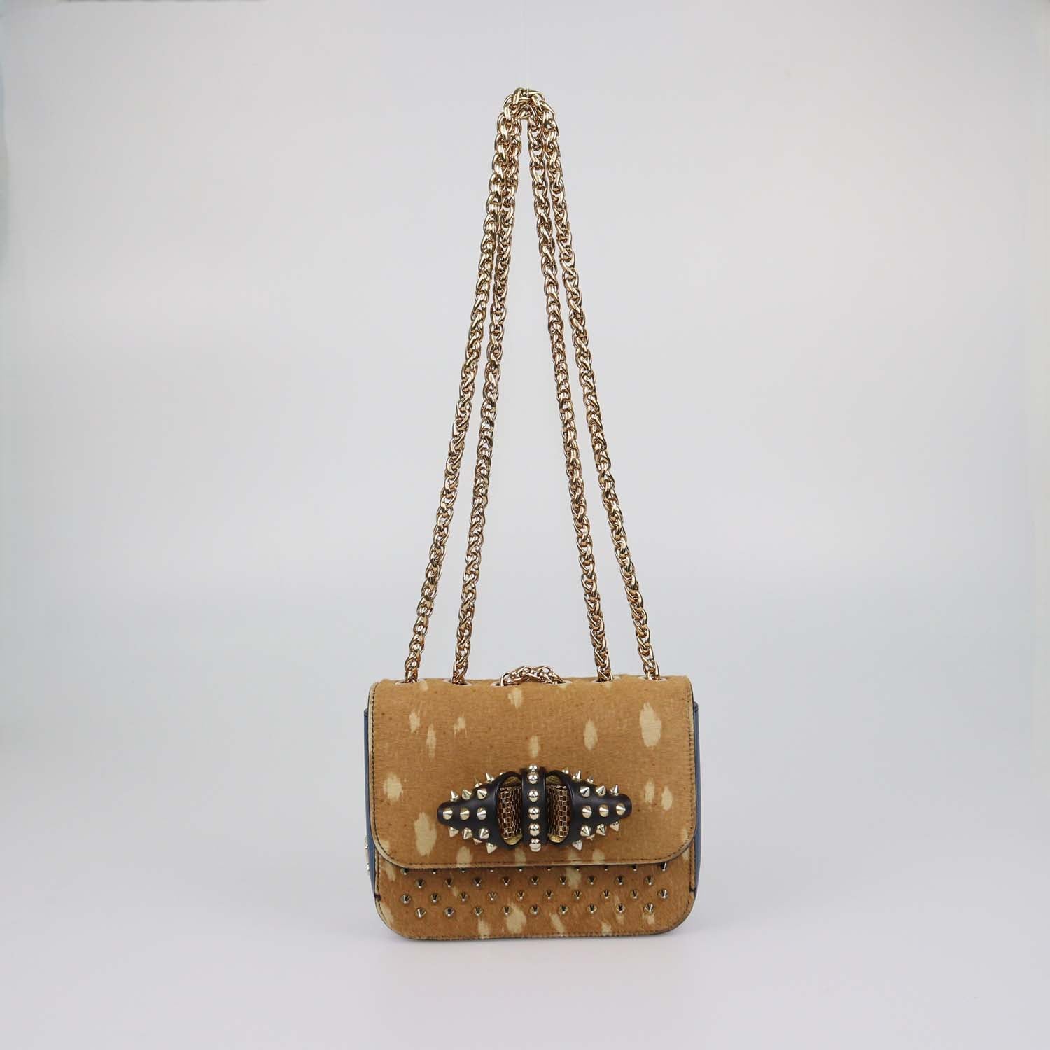 Christian Louboutin Tricolor Pony Hair Spikes Sweet Charity Shoulder Bag