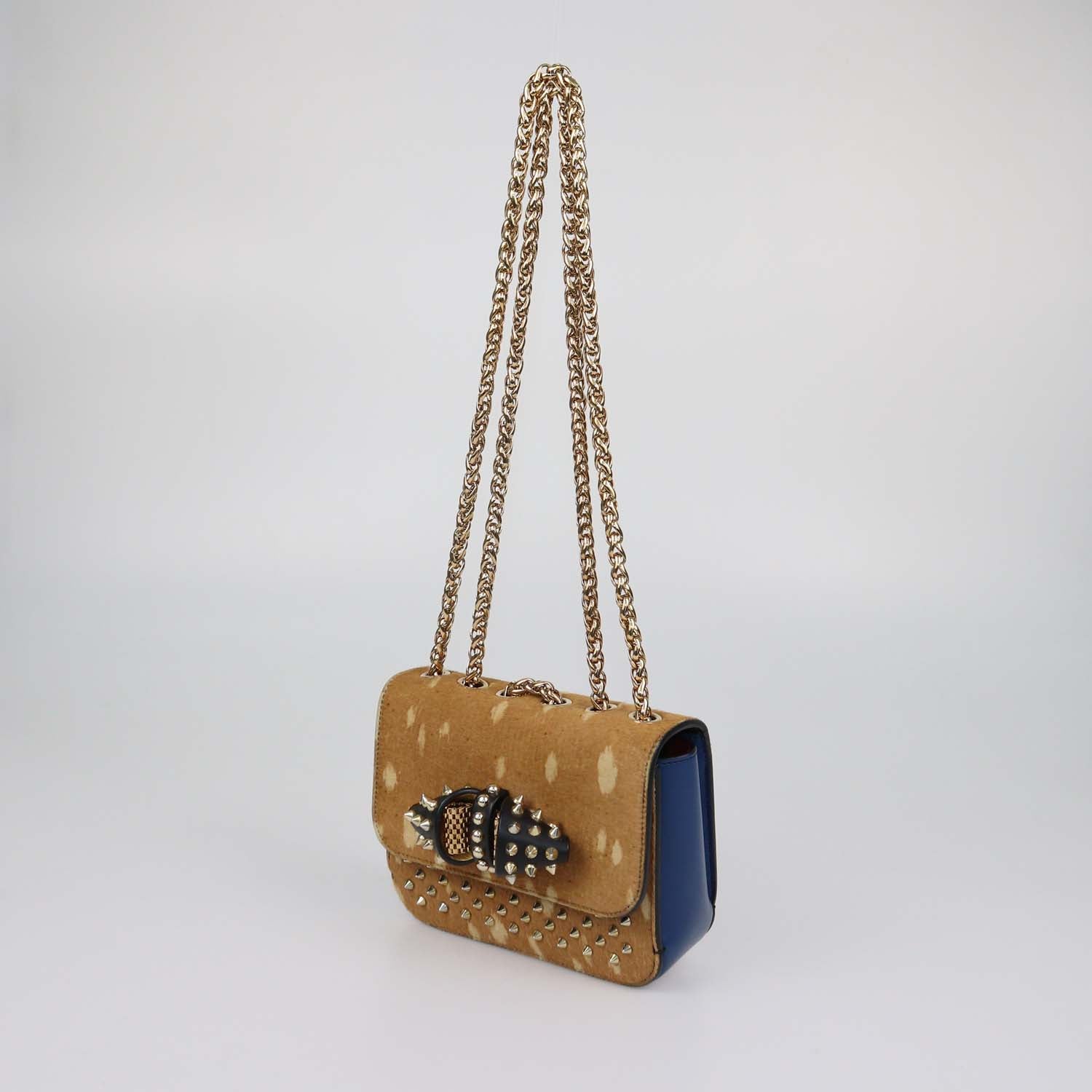 Christian Louboutin Tricolor Pony Hair Spikes Sweet Charity Shoulder Bag