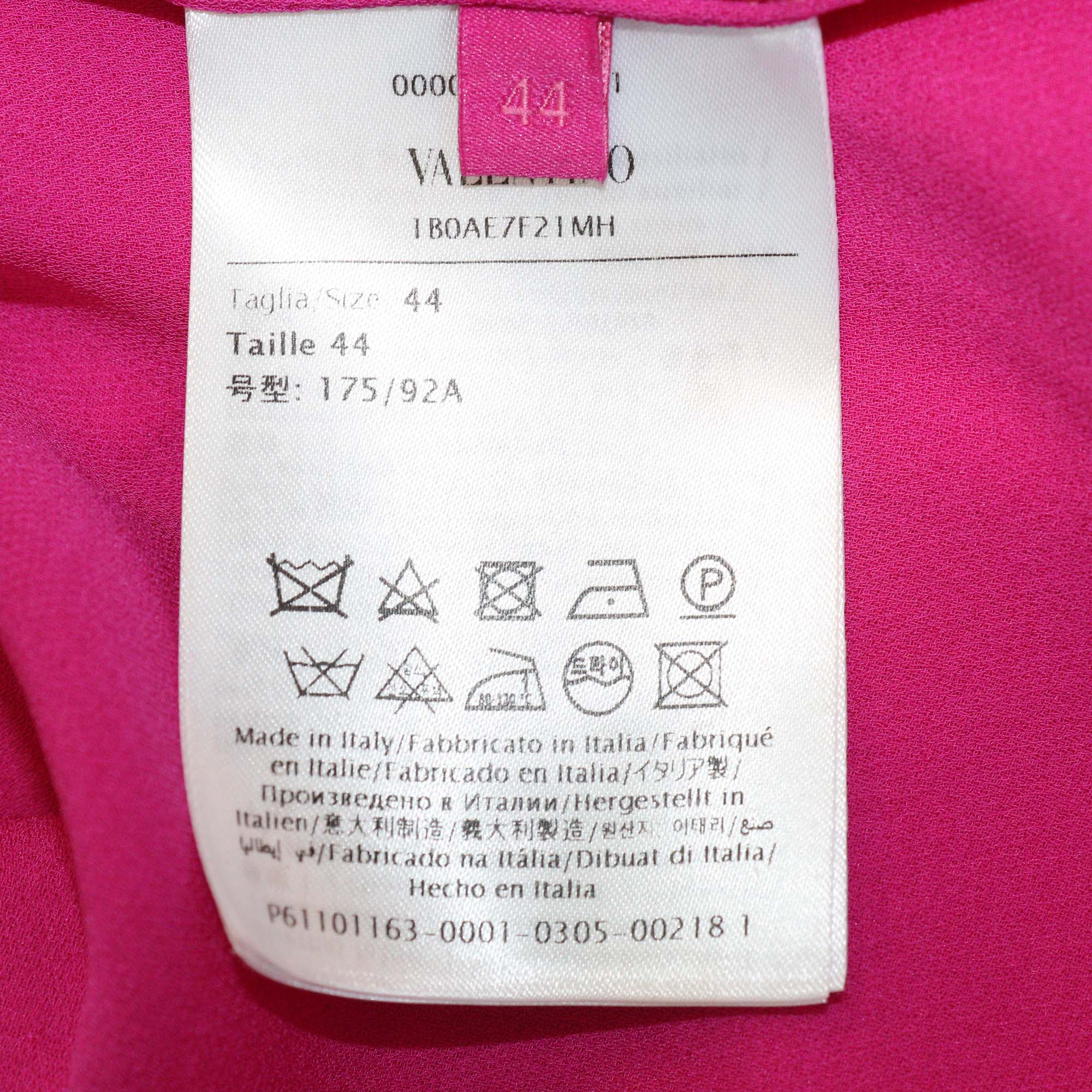 Valentino Fuchsia Silk Tie Neck Tunic Top