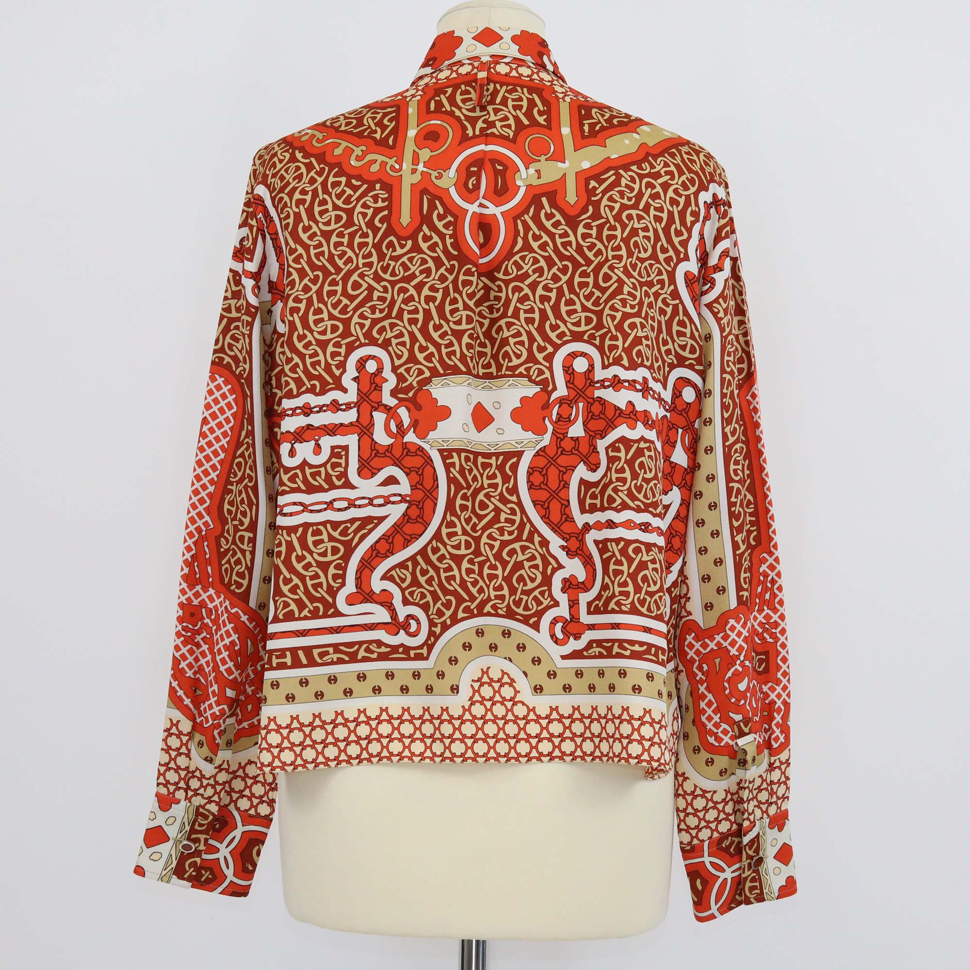Hermes Multicolor Silk Eperon d'Or Bandana Print Shirt
