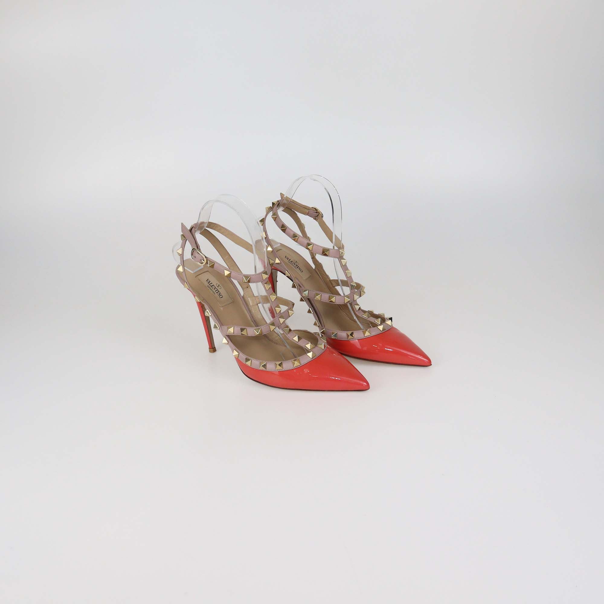 Valentino Dark Pink/Mauve Patent Leather Rockstud Caged Pumps