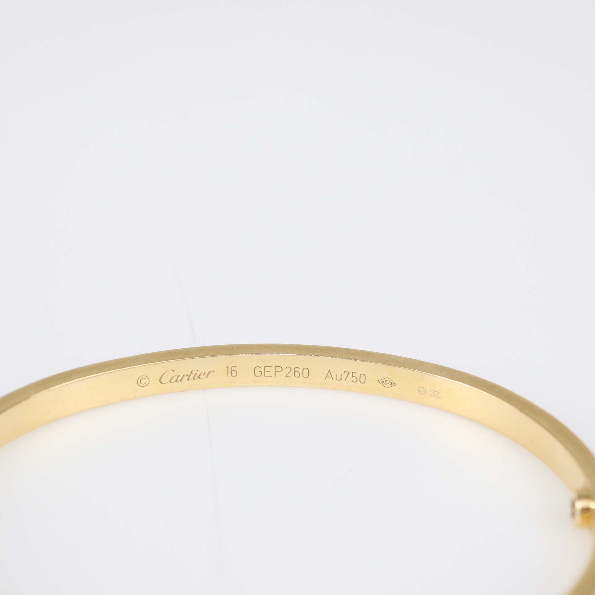 Cartier 18k Yellow Gold Diamond Love Bangle Bracelet SM Size 16