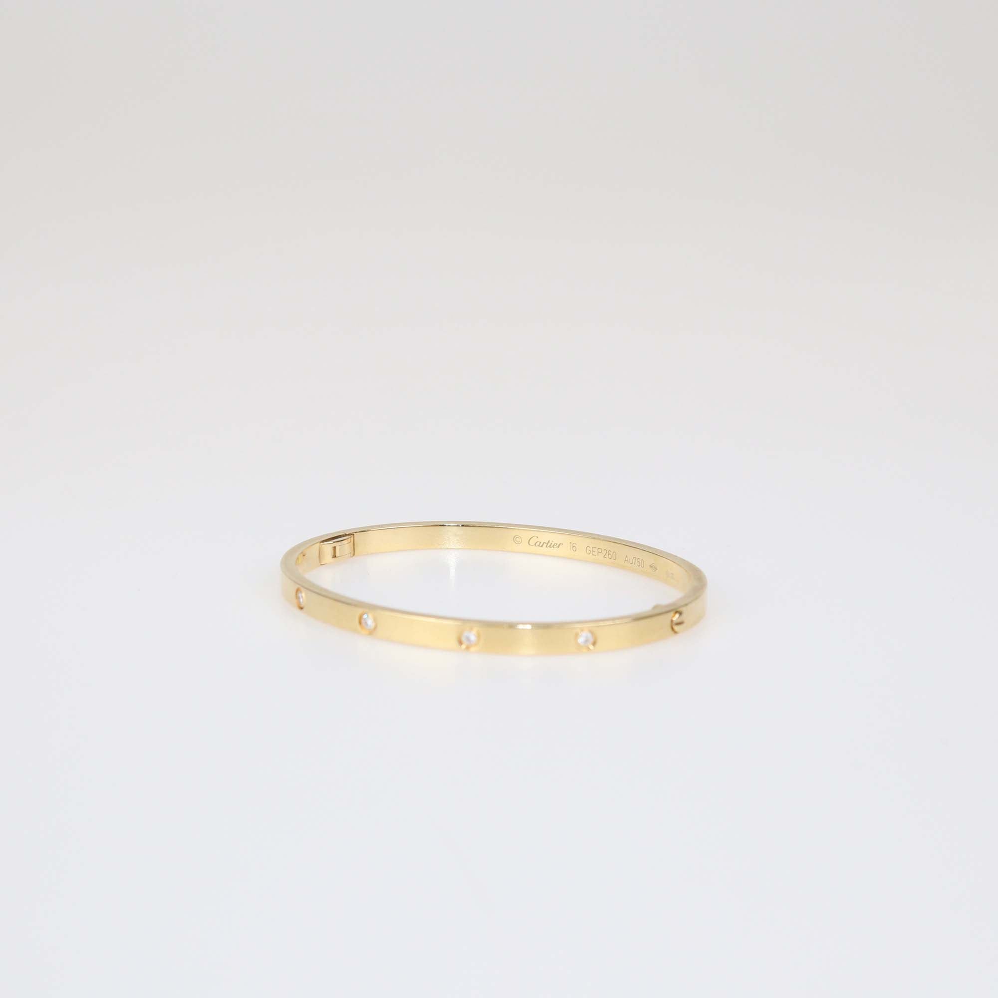 Cartier 18k Yellow Gold Diamond Love Bangle Bracelet SM Size 16