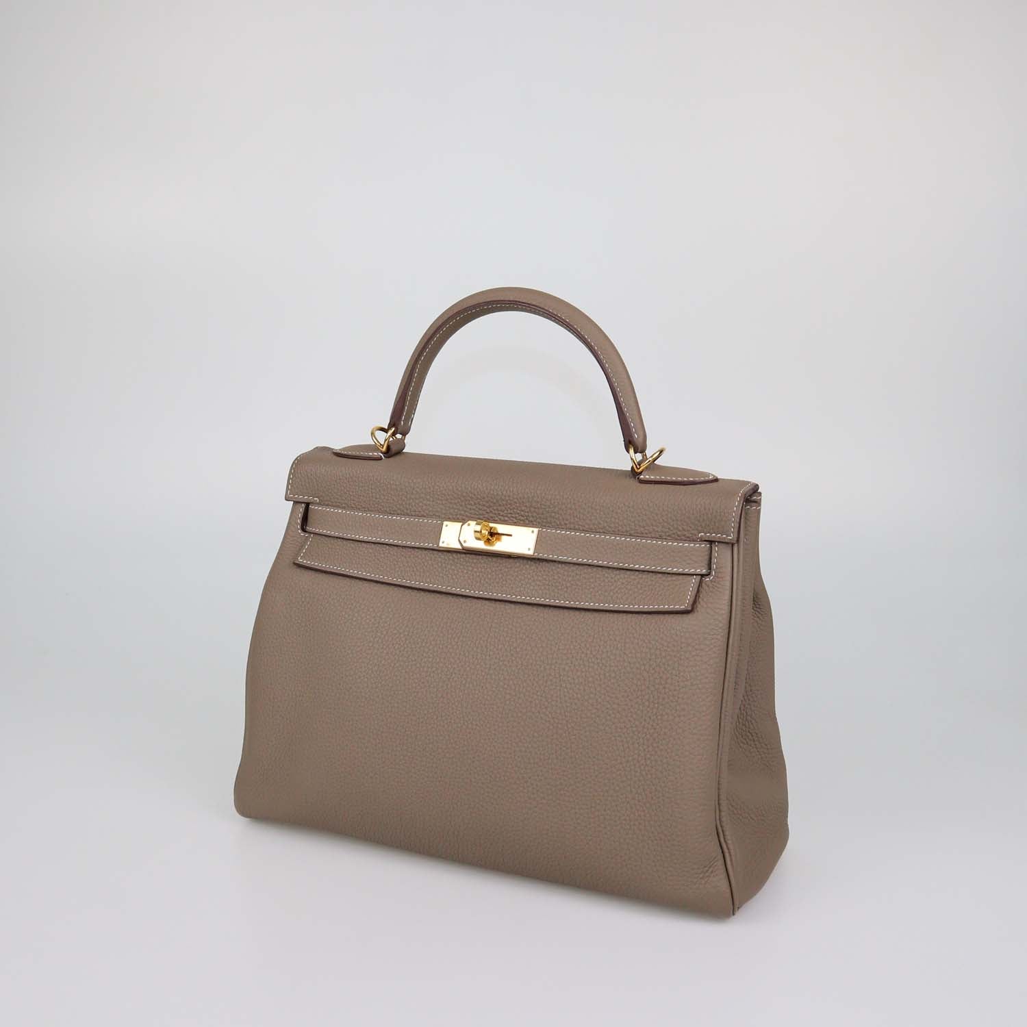 Hermes Etoupe Togo Leather Gold Hardware Kelly Retourne 32 Bag
