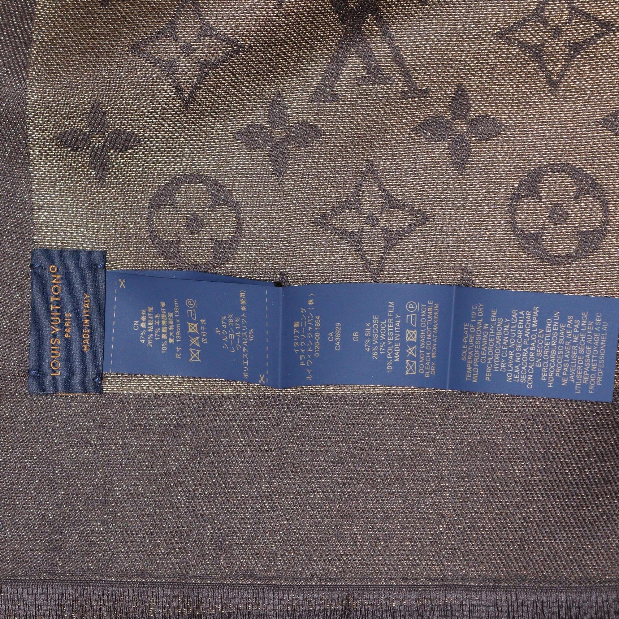 Louis Vuitton Metallic Gold/Brown Monogram Square Shawl Womens Louis Vuitton