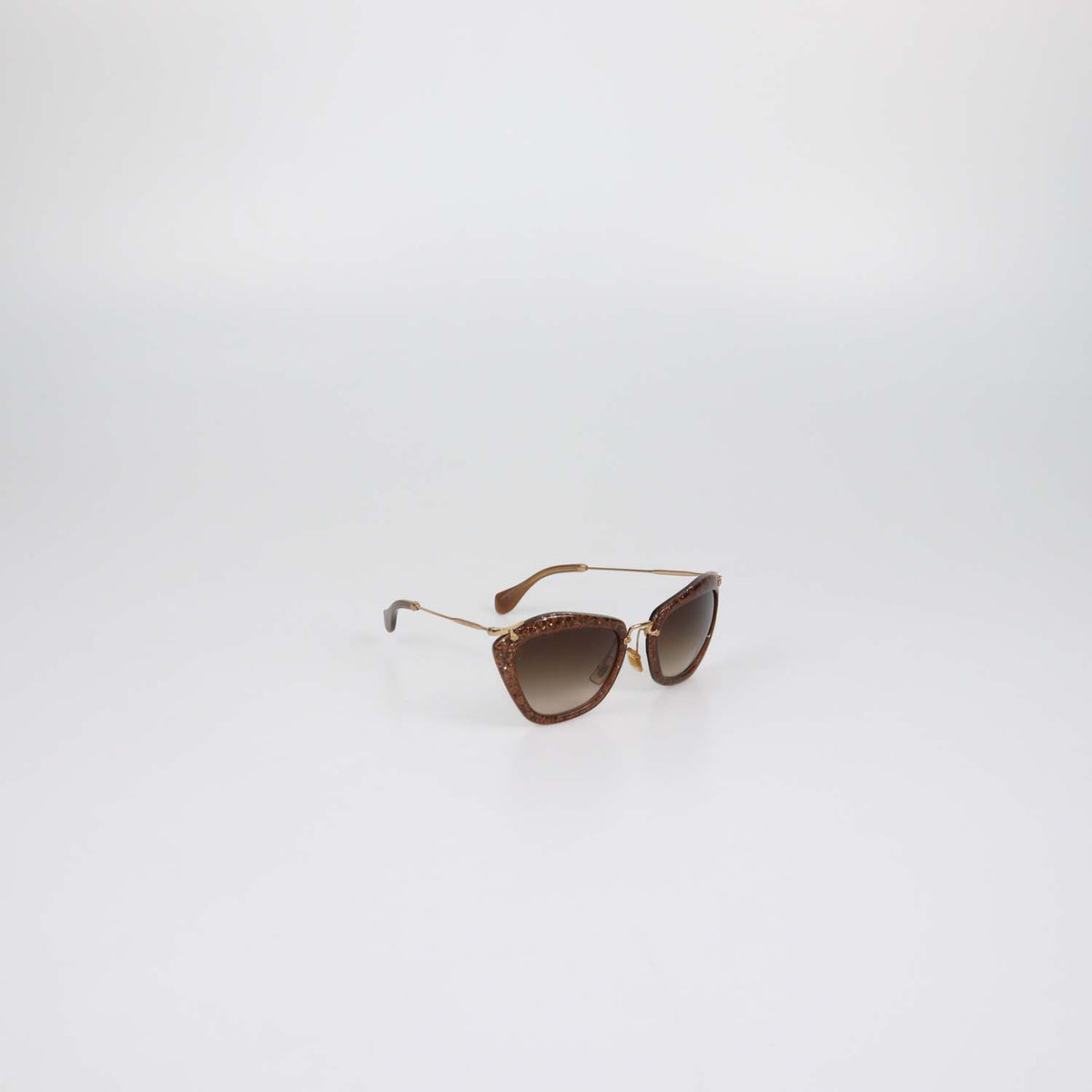 Miu Miu Brown Gradient Glitter Frame Butterfly Sunglasses