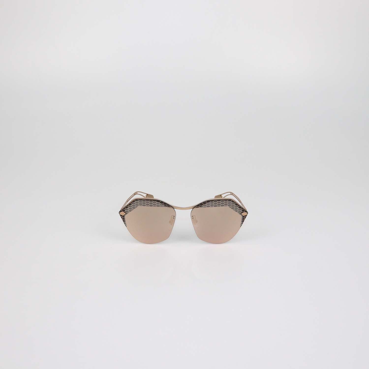 Bvlgari Metallic/Silver Mirrored Rimless Sunglasses