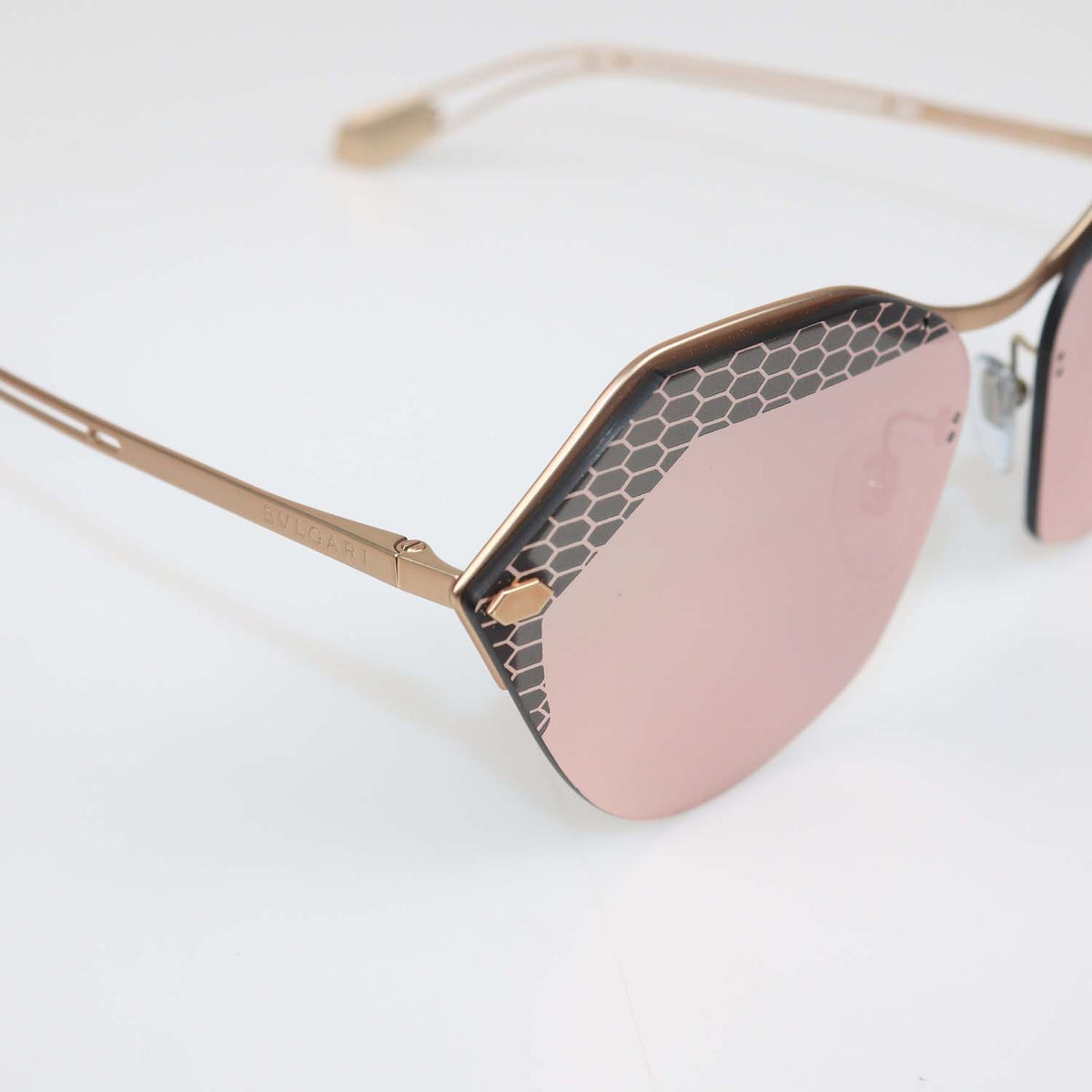 Bvlgari Metallic/Silver Mirrored Rimless Sunglasses