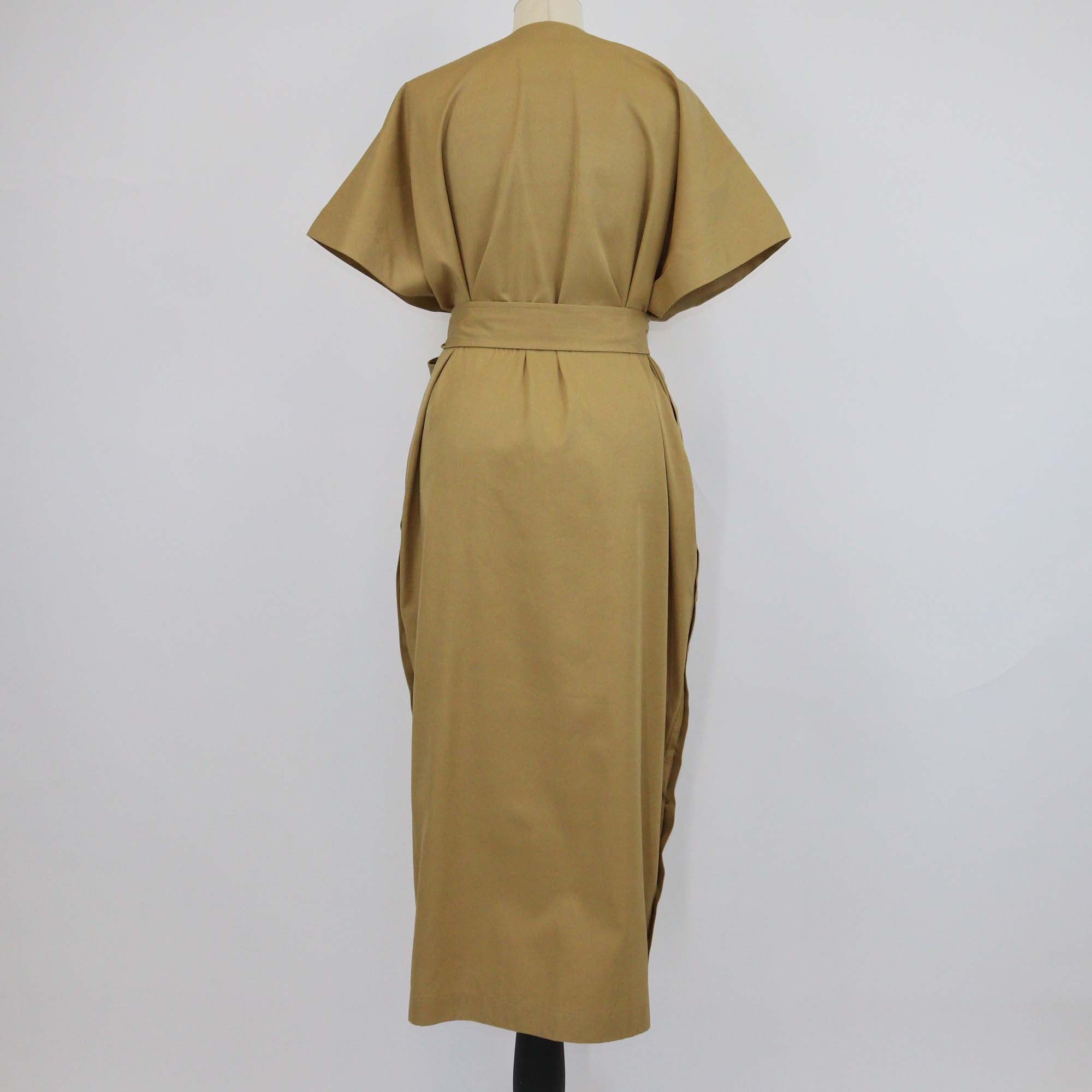 Sa Su Phi Khaki Cotton Button Up Belted Maxi Dress
