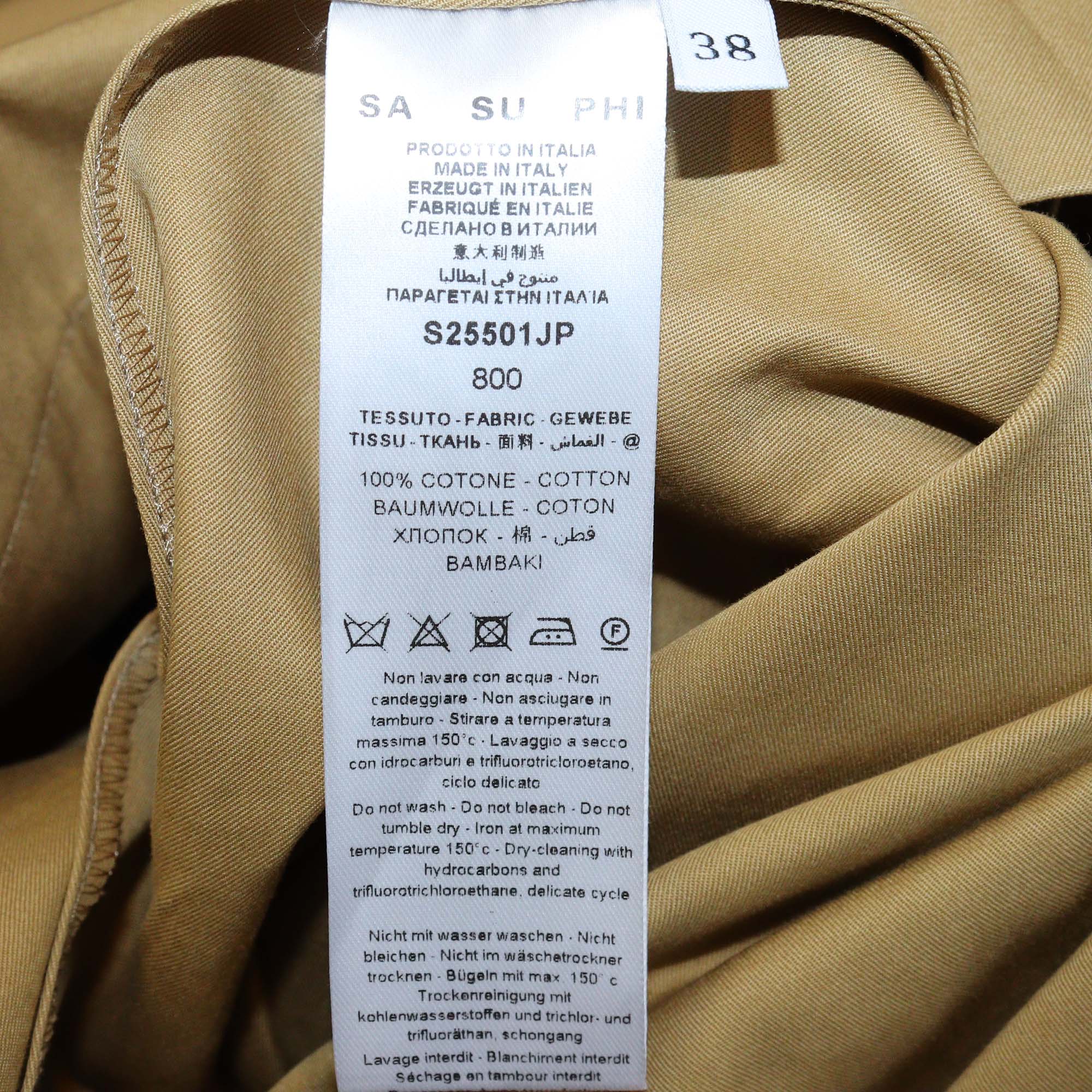 Sa Su Phi Khaki Cotton Button Up Belted Maxi Dress