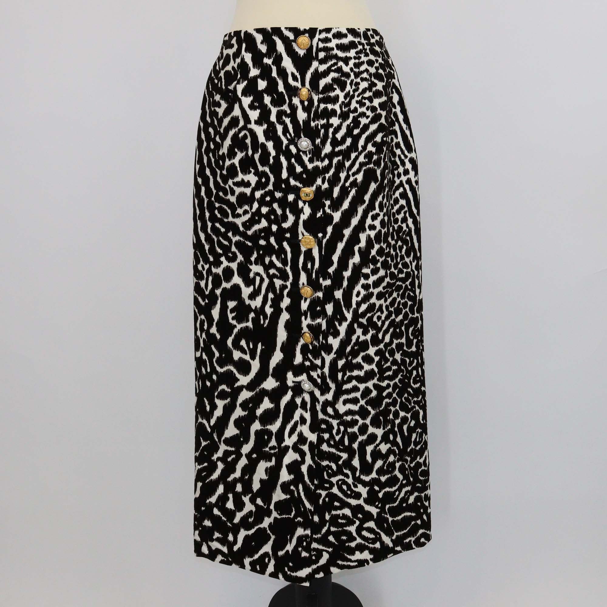 Schiaparelli Black/White Viscose Pencil Long Skirt