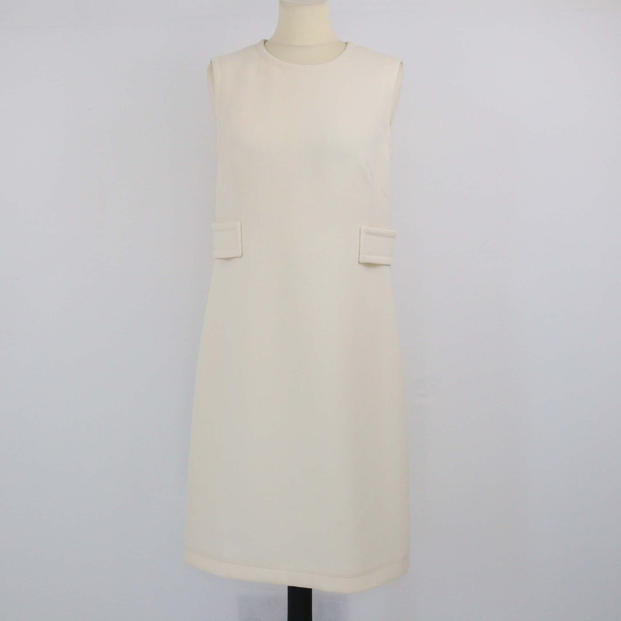 Prada Cream Sleeveless Knee Length Dress Womens Prada