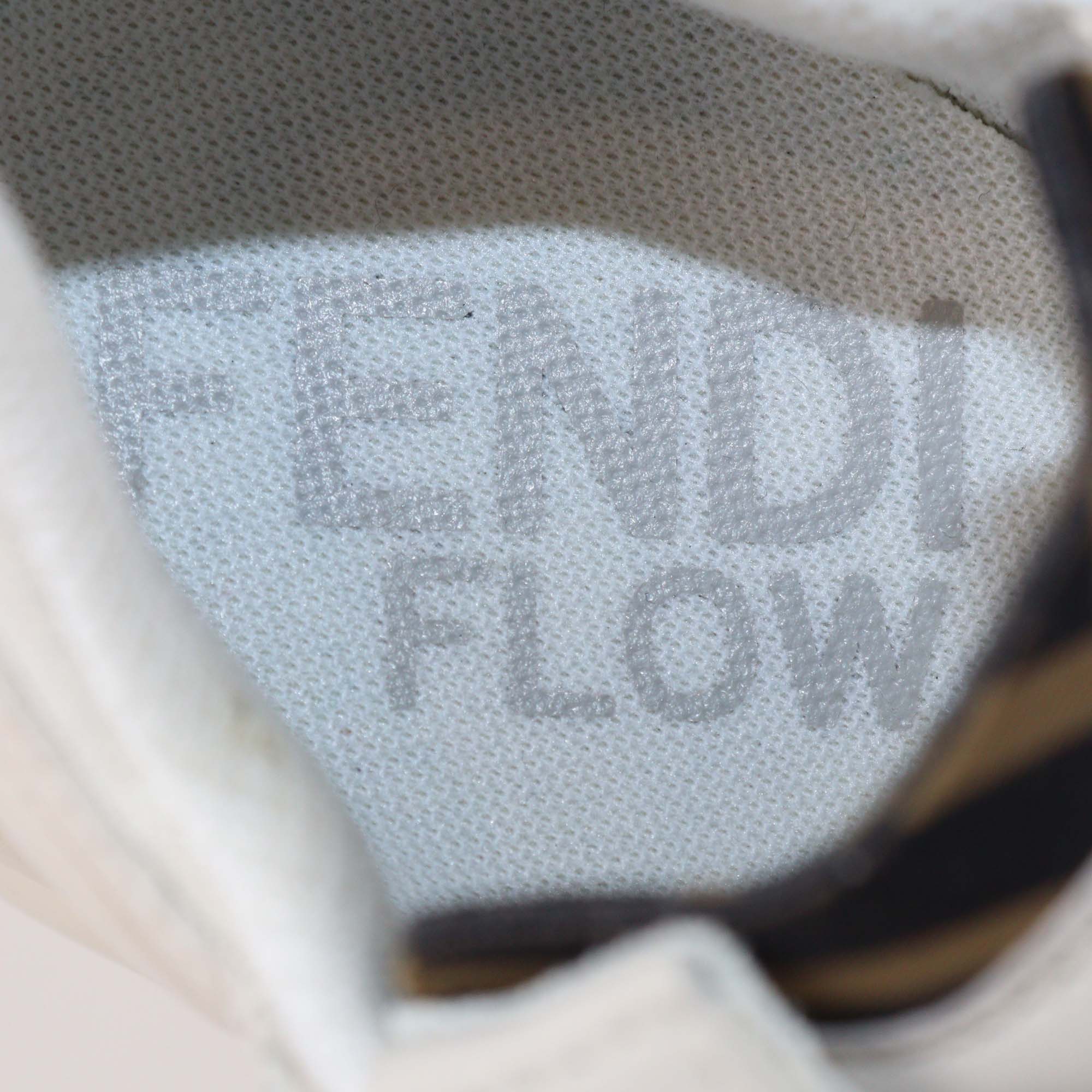 Fendi White FF Fabric and Leather Flow Low Top Sneakers