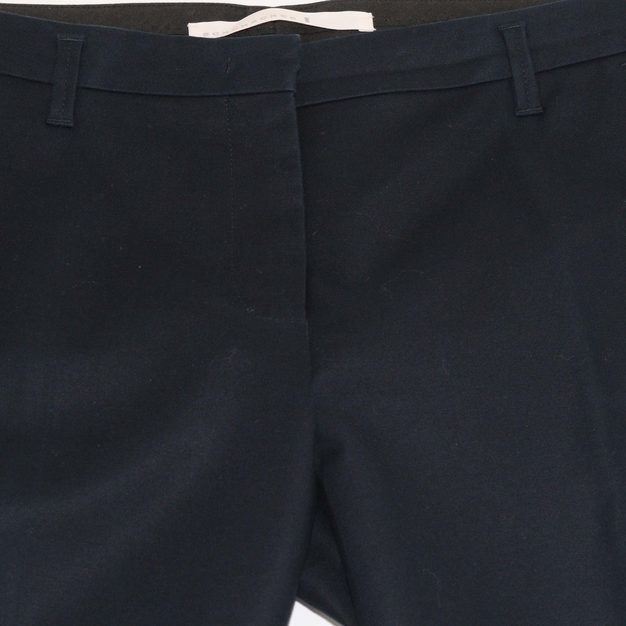 Schumacher Navy Blue Cotton Blended Formal Trouser