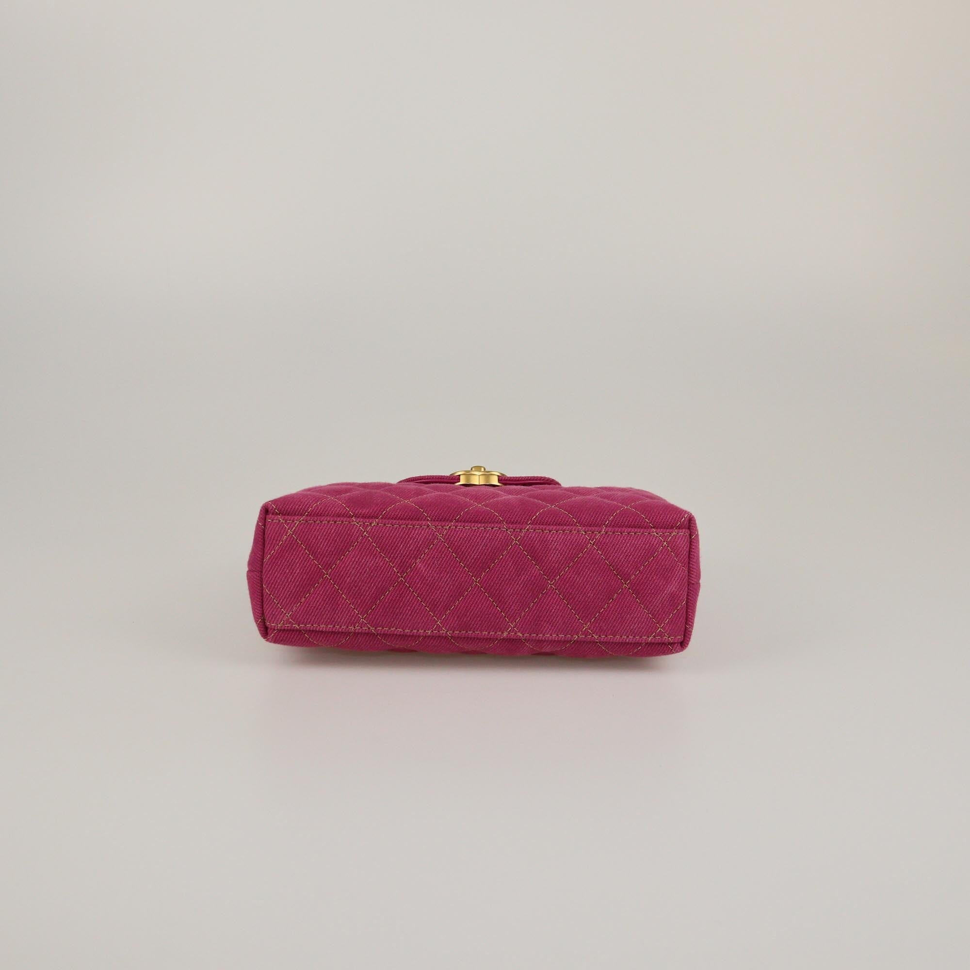 Chanel Fuchsia Quilted Denim Mini Kelly Shopping Bag Womens Chanel