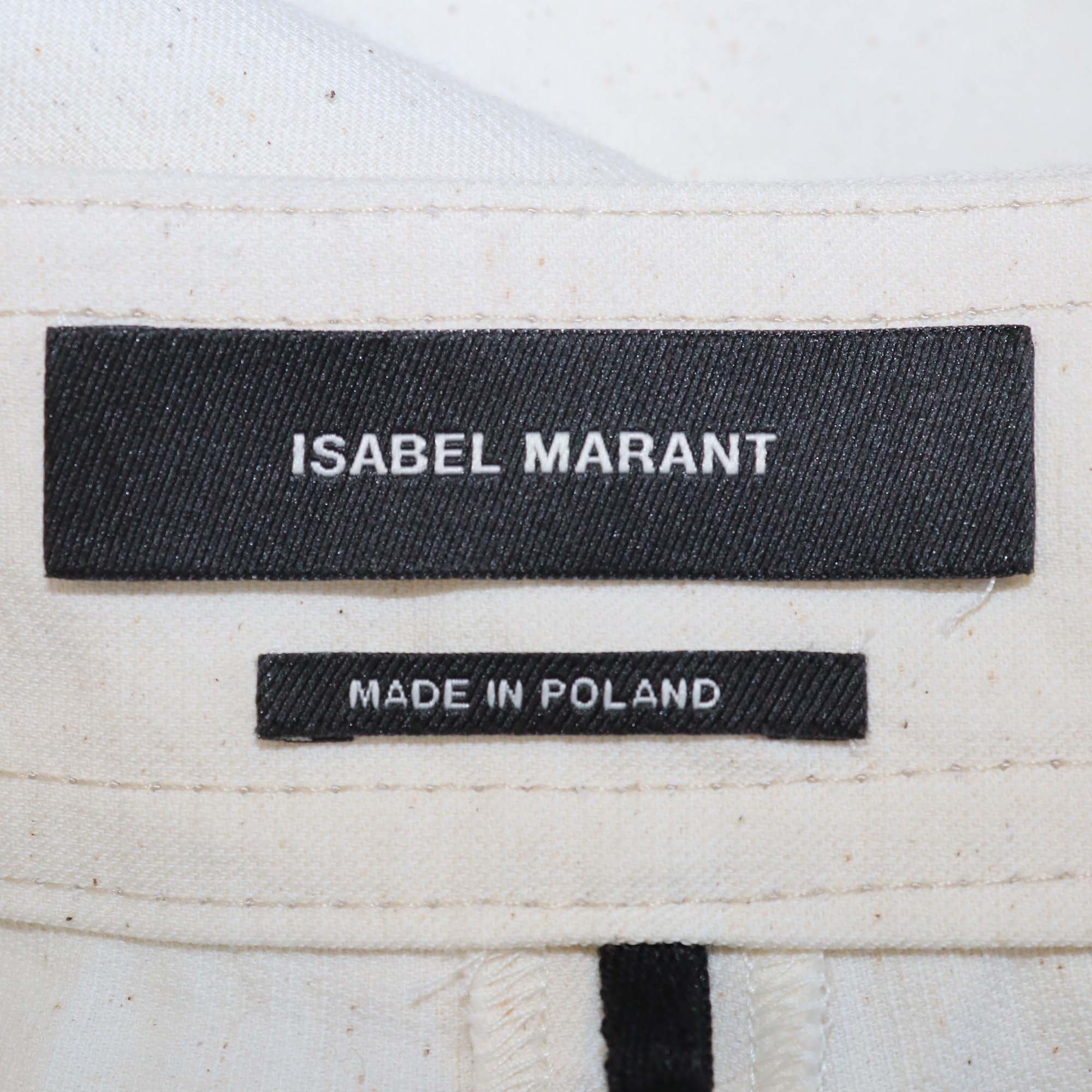 Isabel Marant Cream Blend Cotton Wide Leg Pants