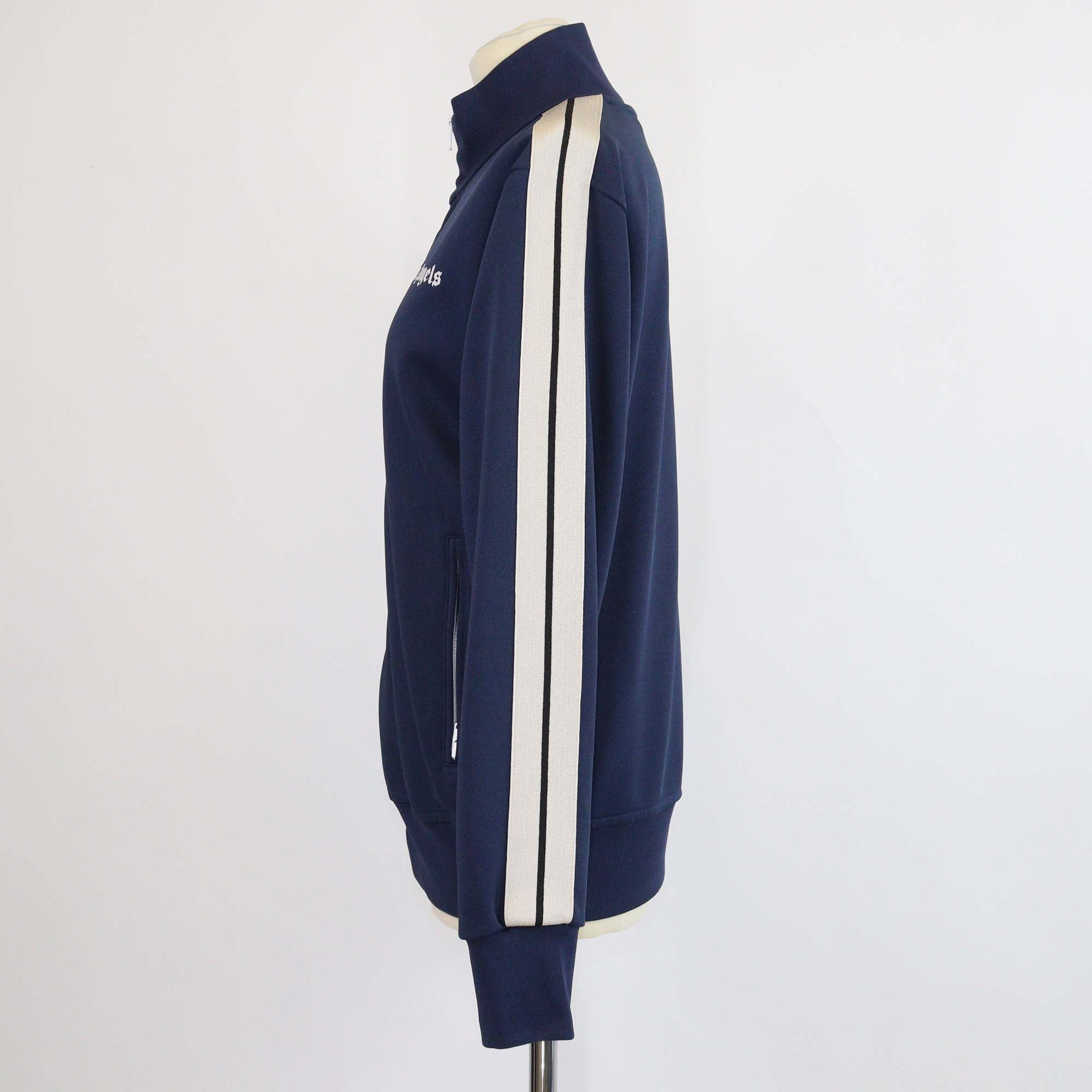 Palm Angels Navy Blue/Beige Nylon Classic Logo Track Jacket