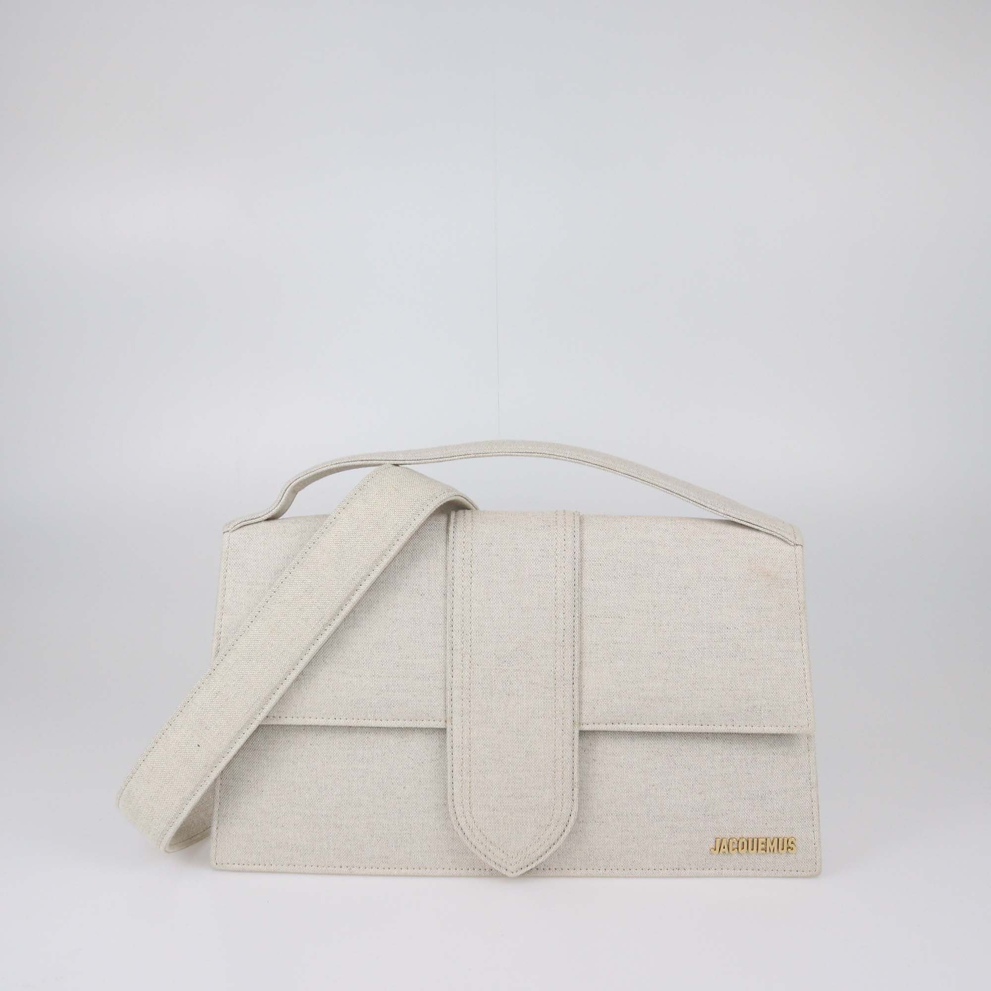 Jacquemus Beige Canvas Le Bambinou Top Handle Bag